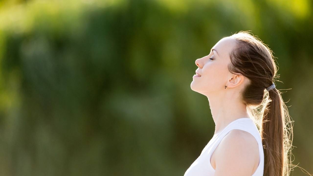 Calm person breathing