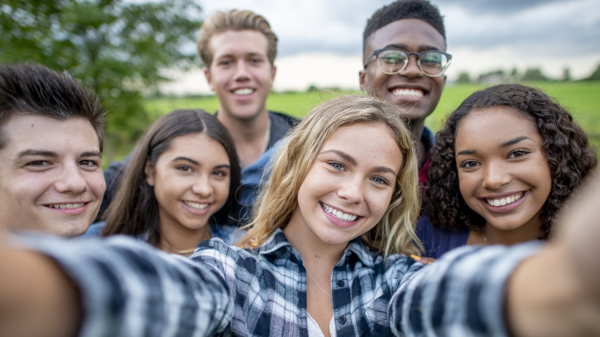 Friendly group smiling