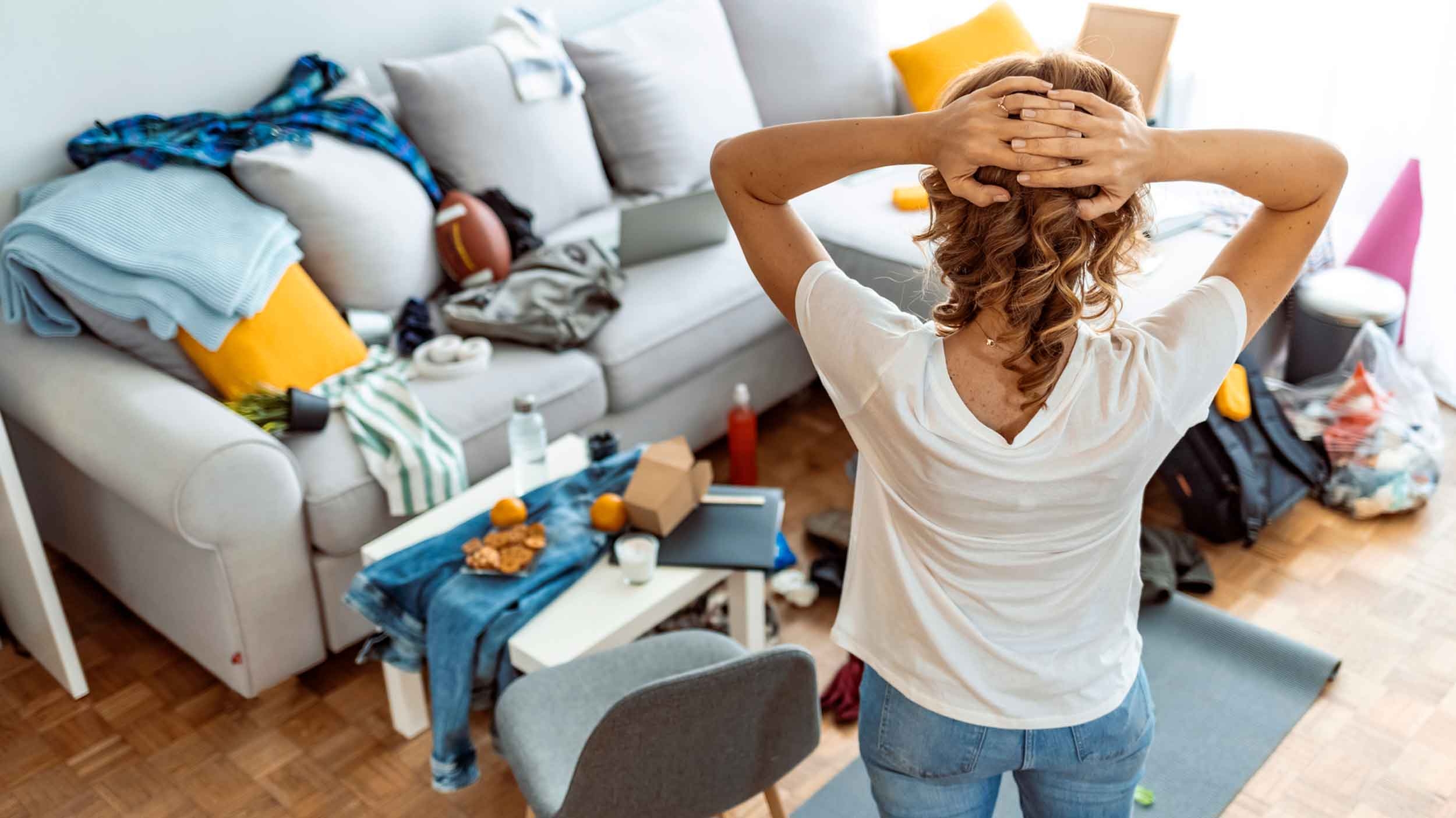 Calm person decluttering