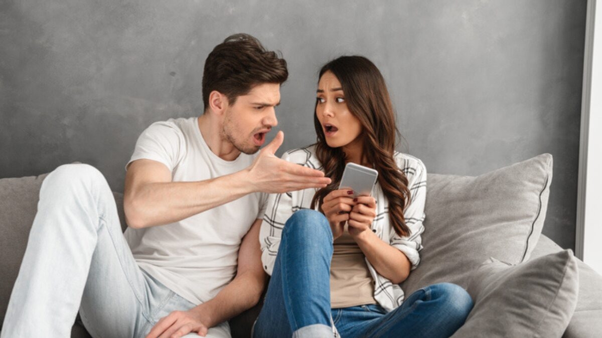Couple on phones