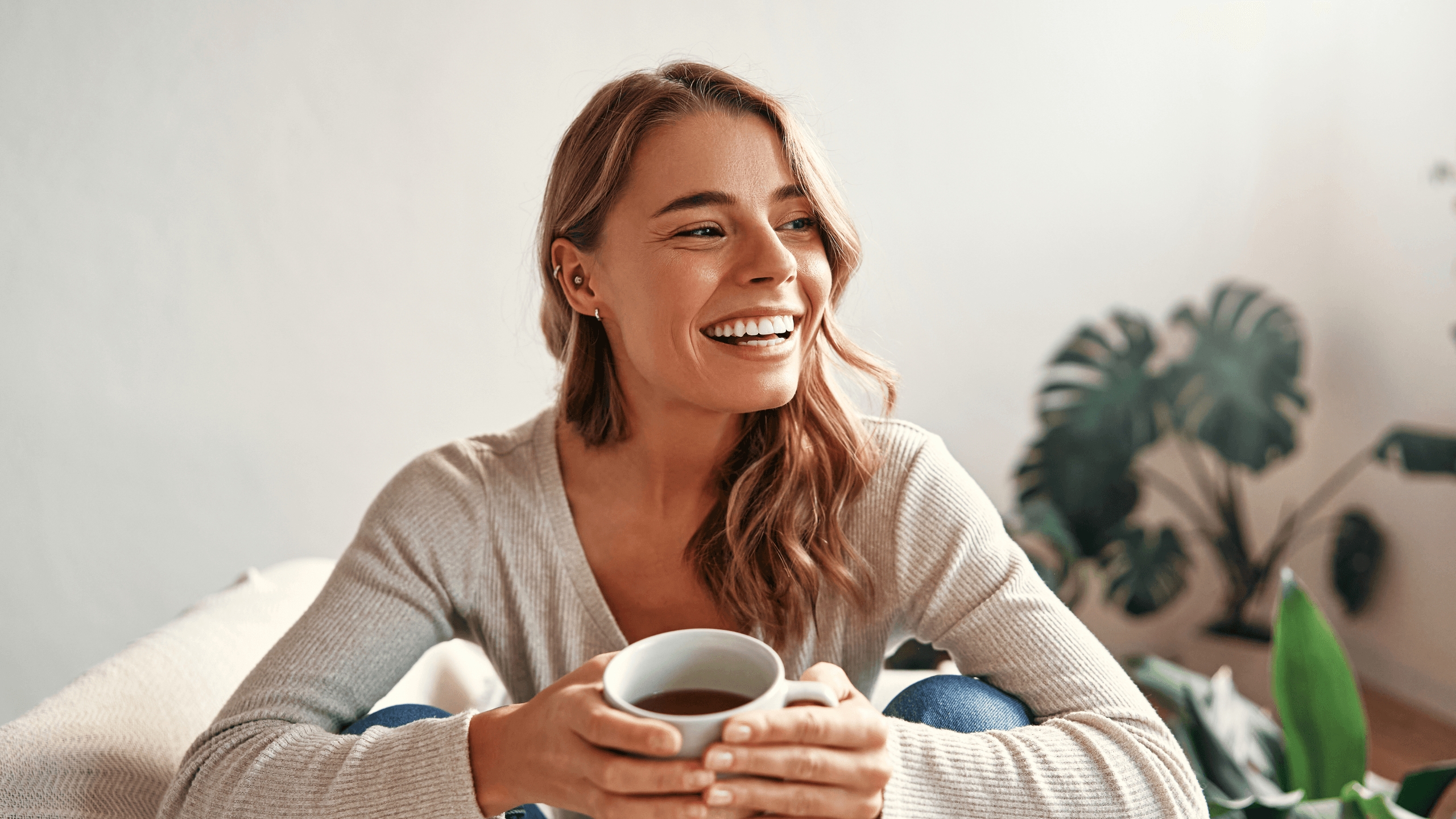 Happy person with coffee