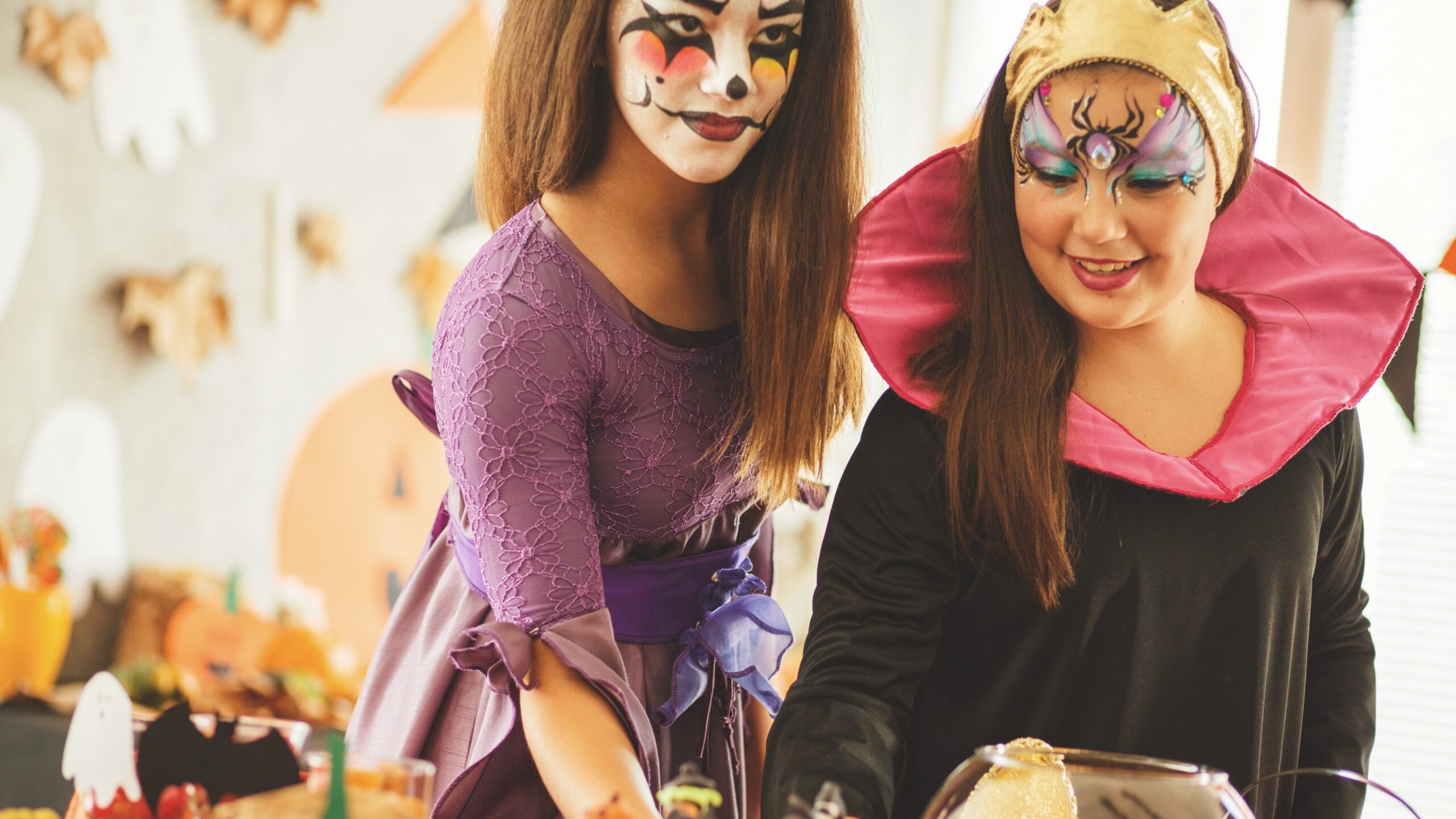 Teens in costumes