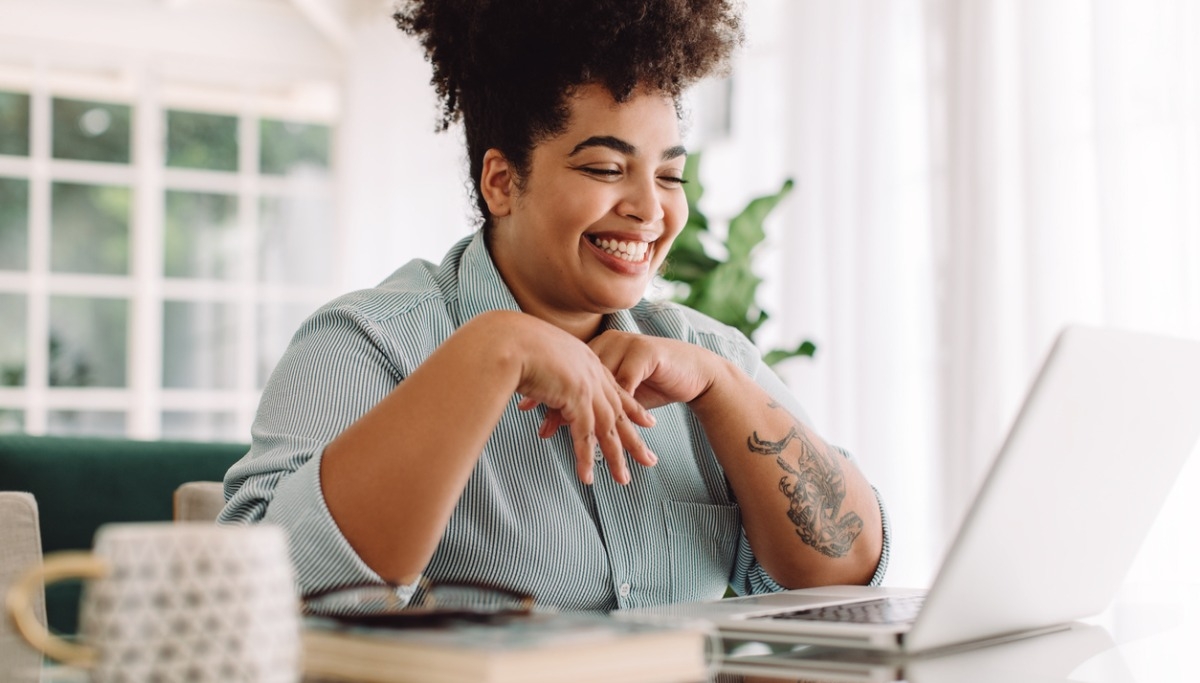 Calm person smiling