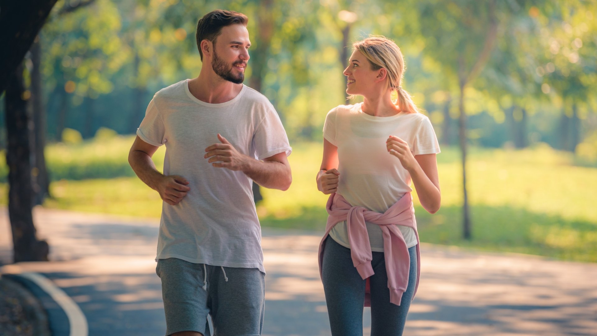 Happy couple walking