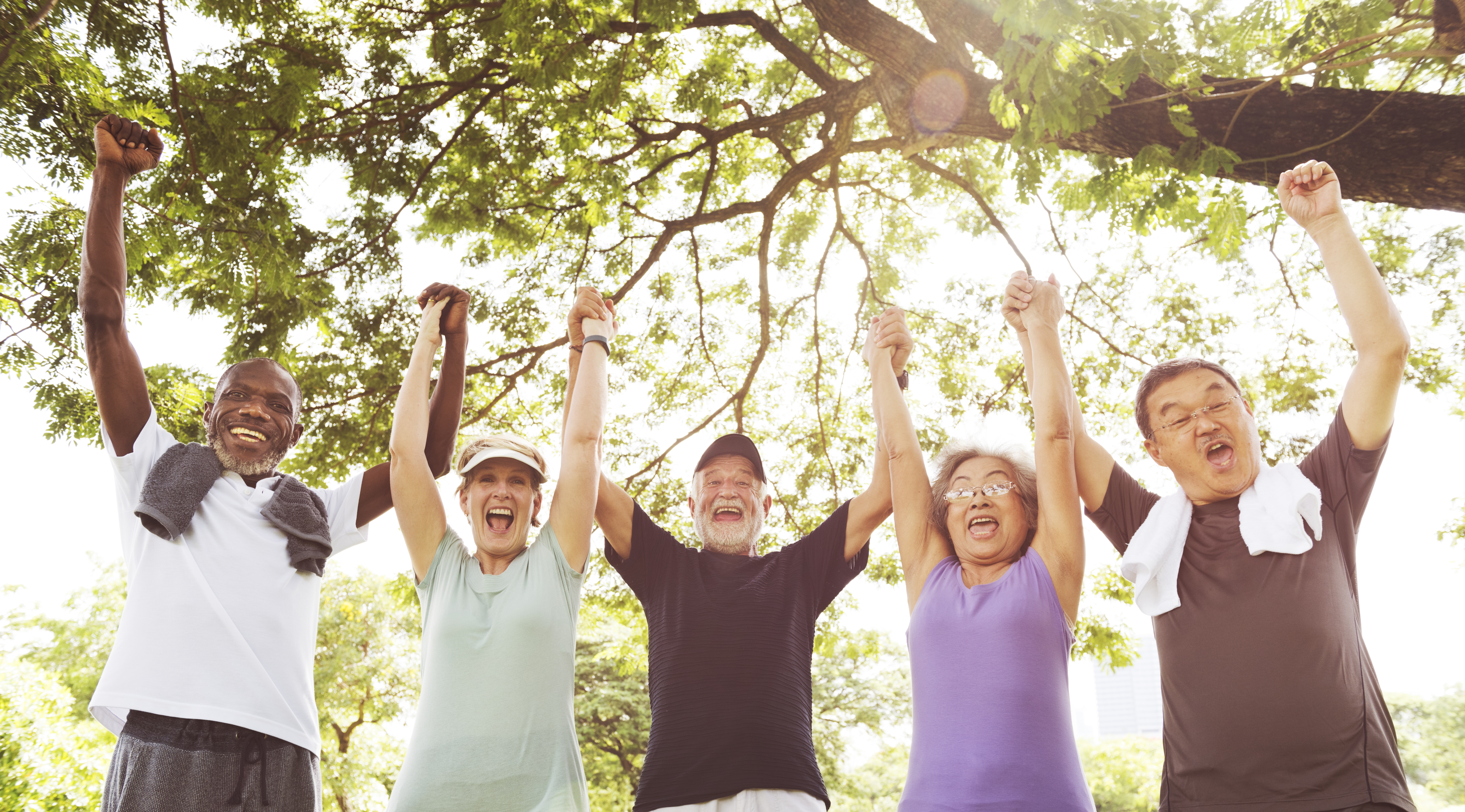 Happy group outdoors