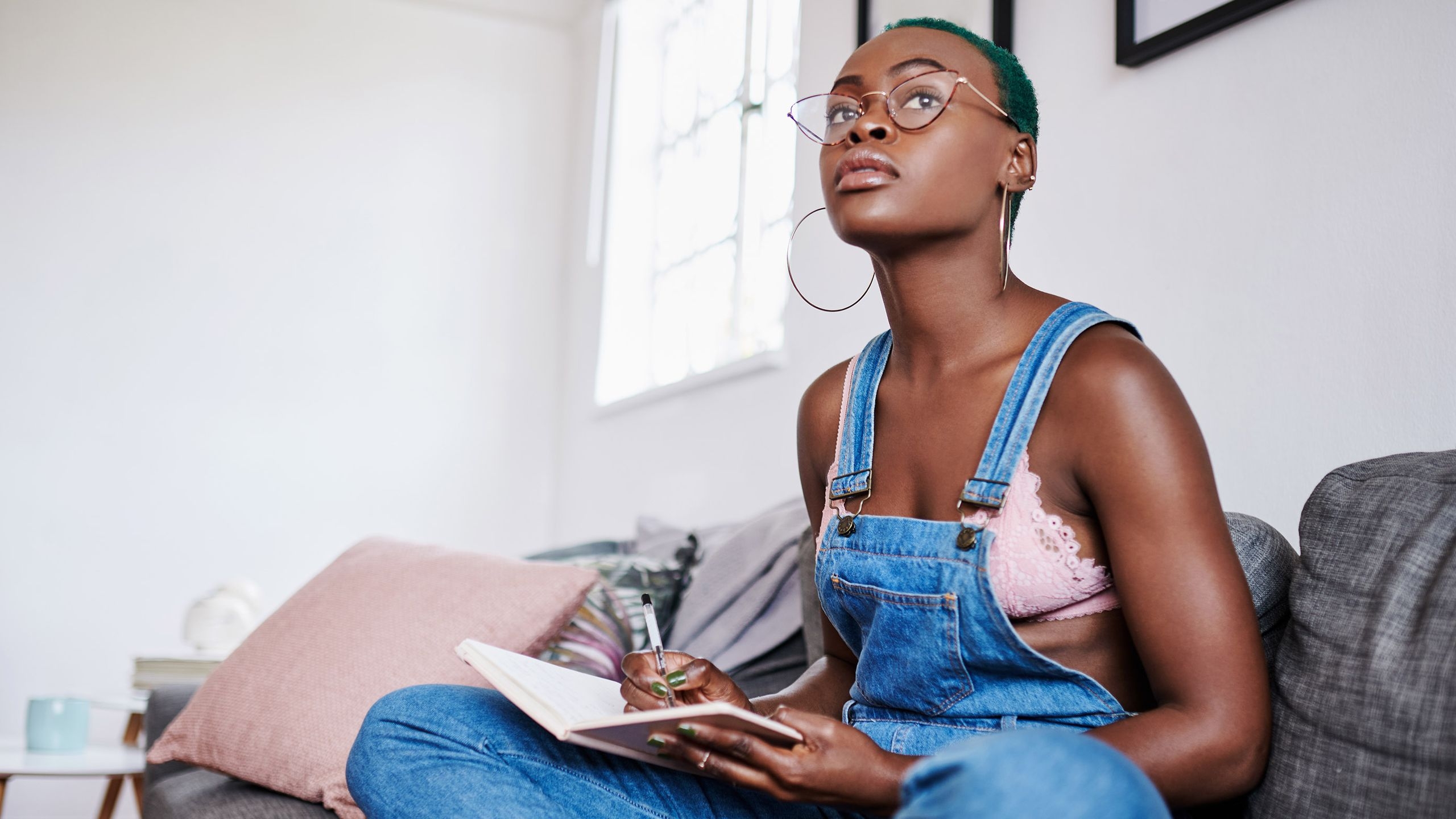 Young adult reflecting