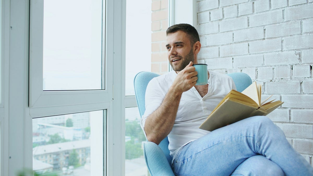 Calm person reading