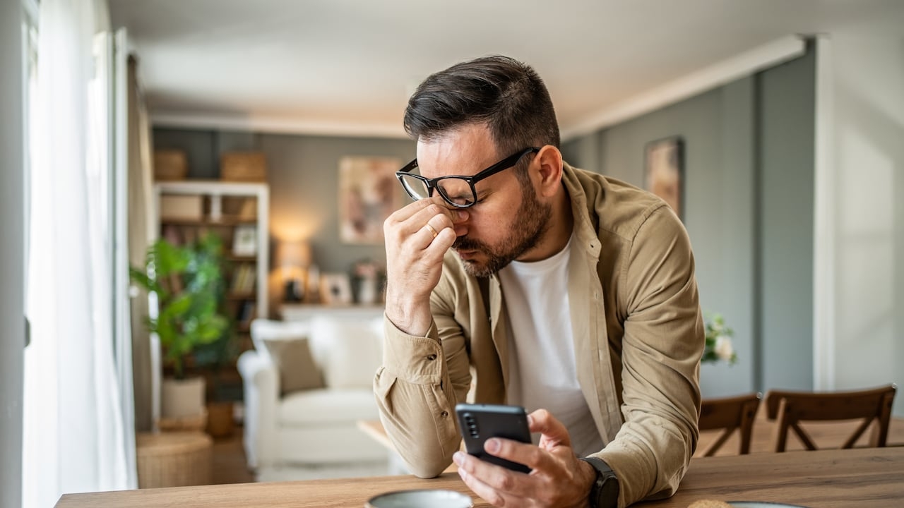 Calm person with phone