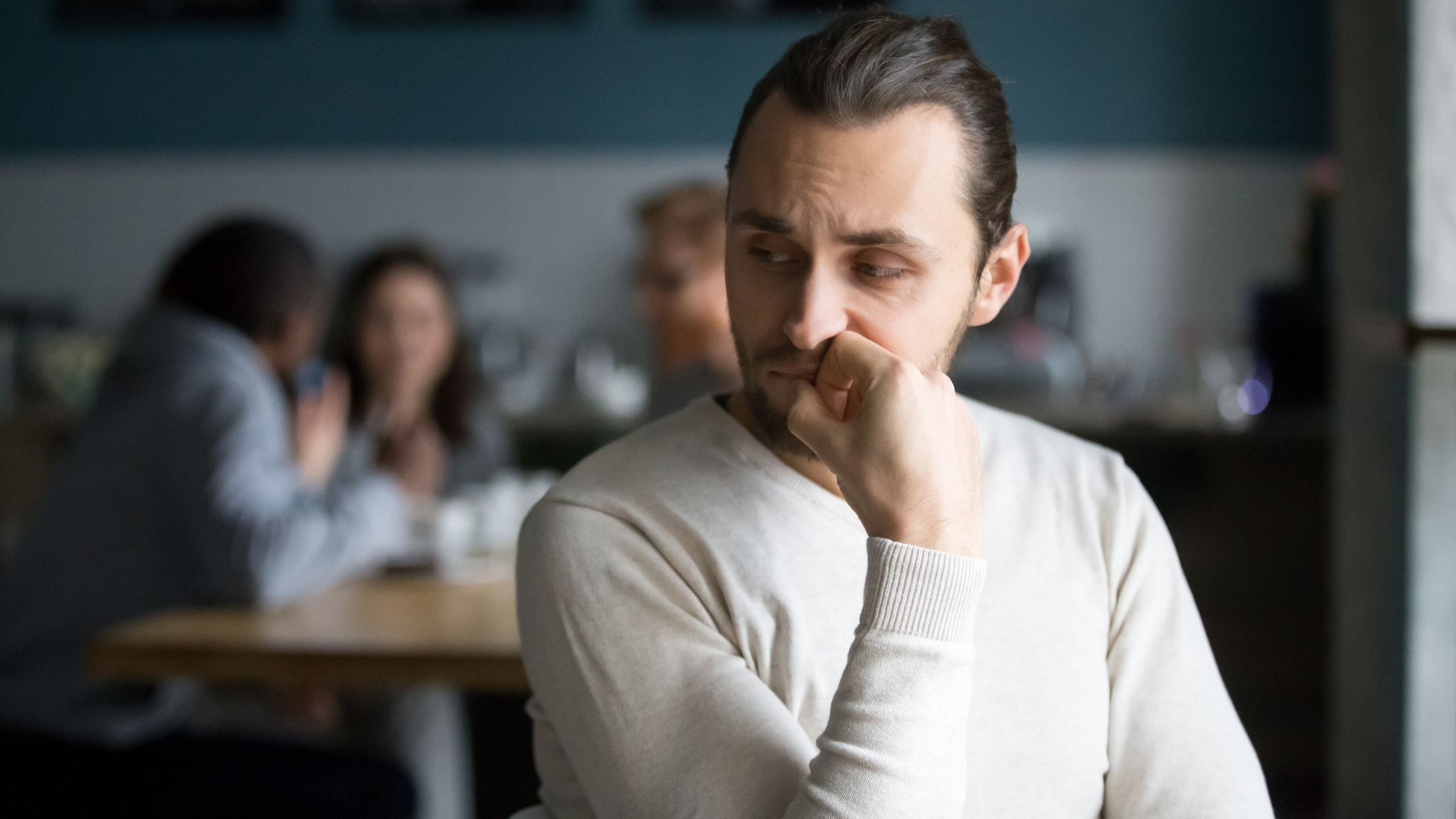Lonely thoughtful person