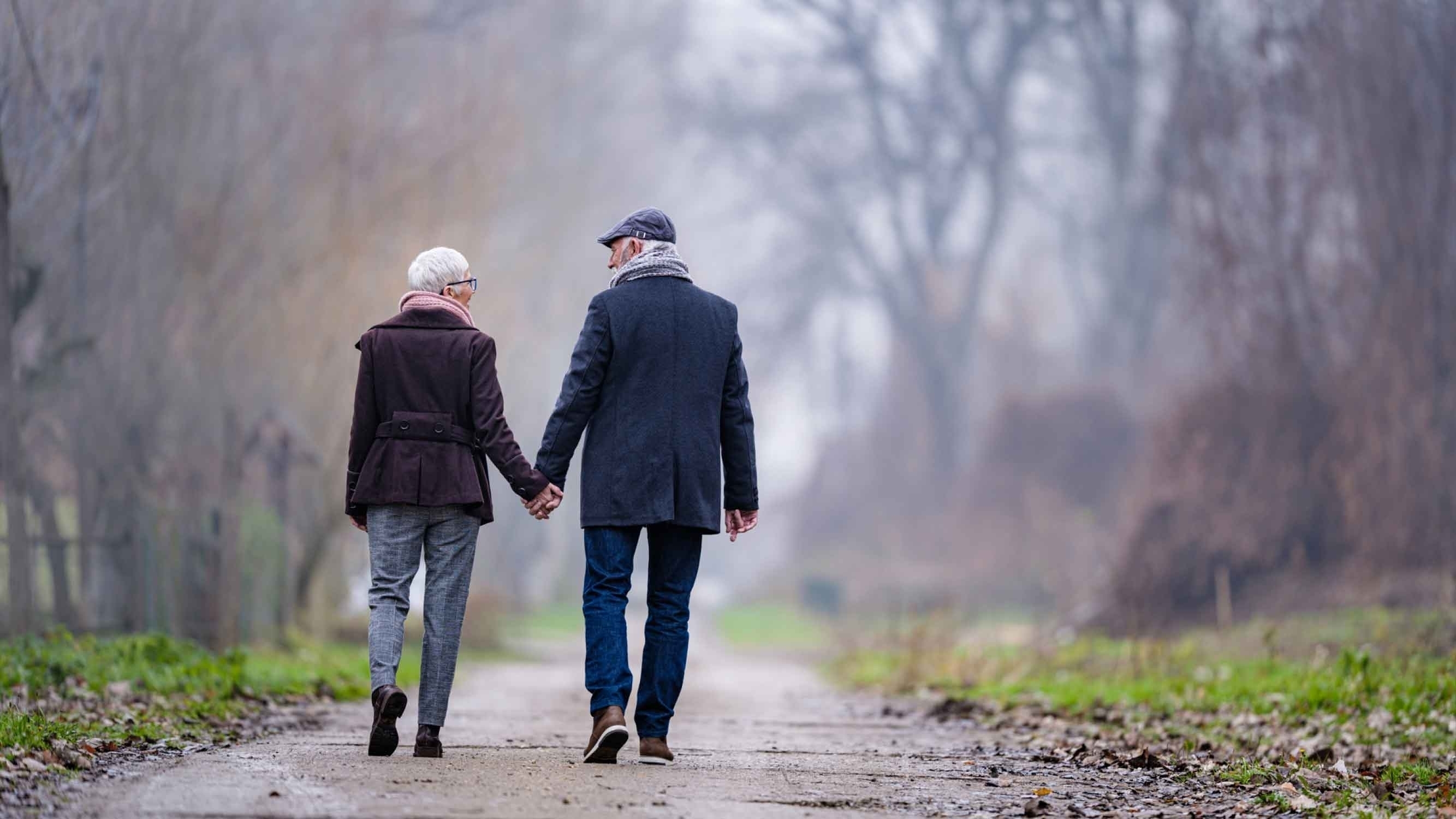 Older couple walking