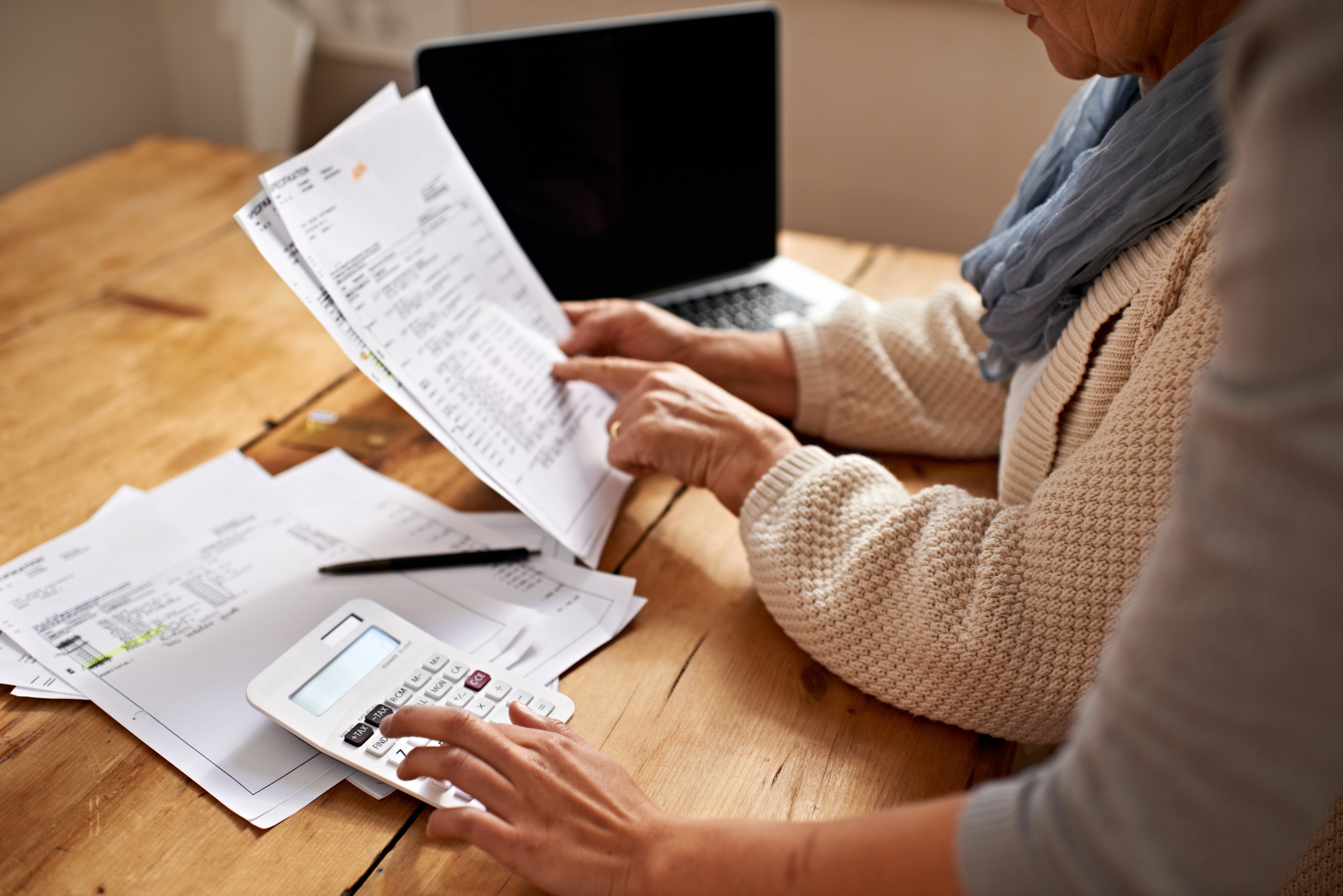 Person checking finances