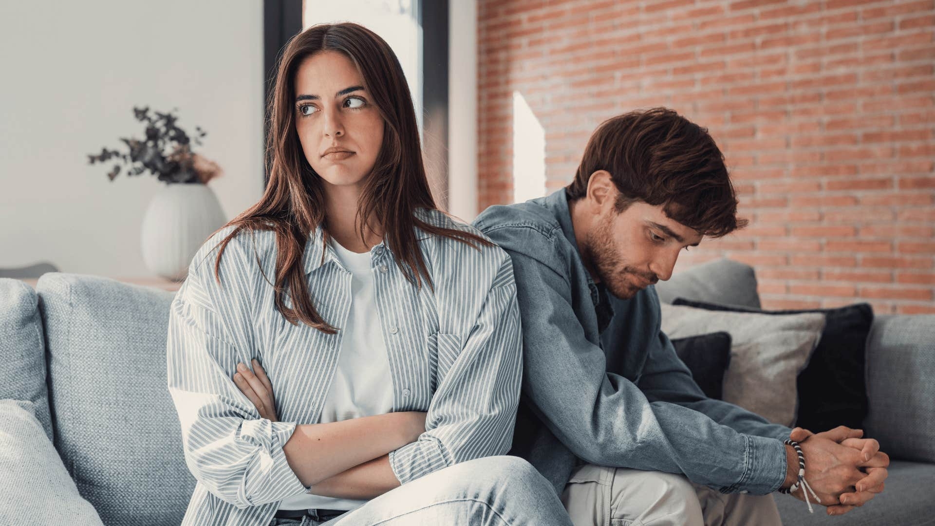 Thoughtful couple talking