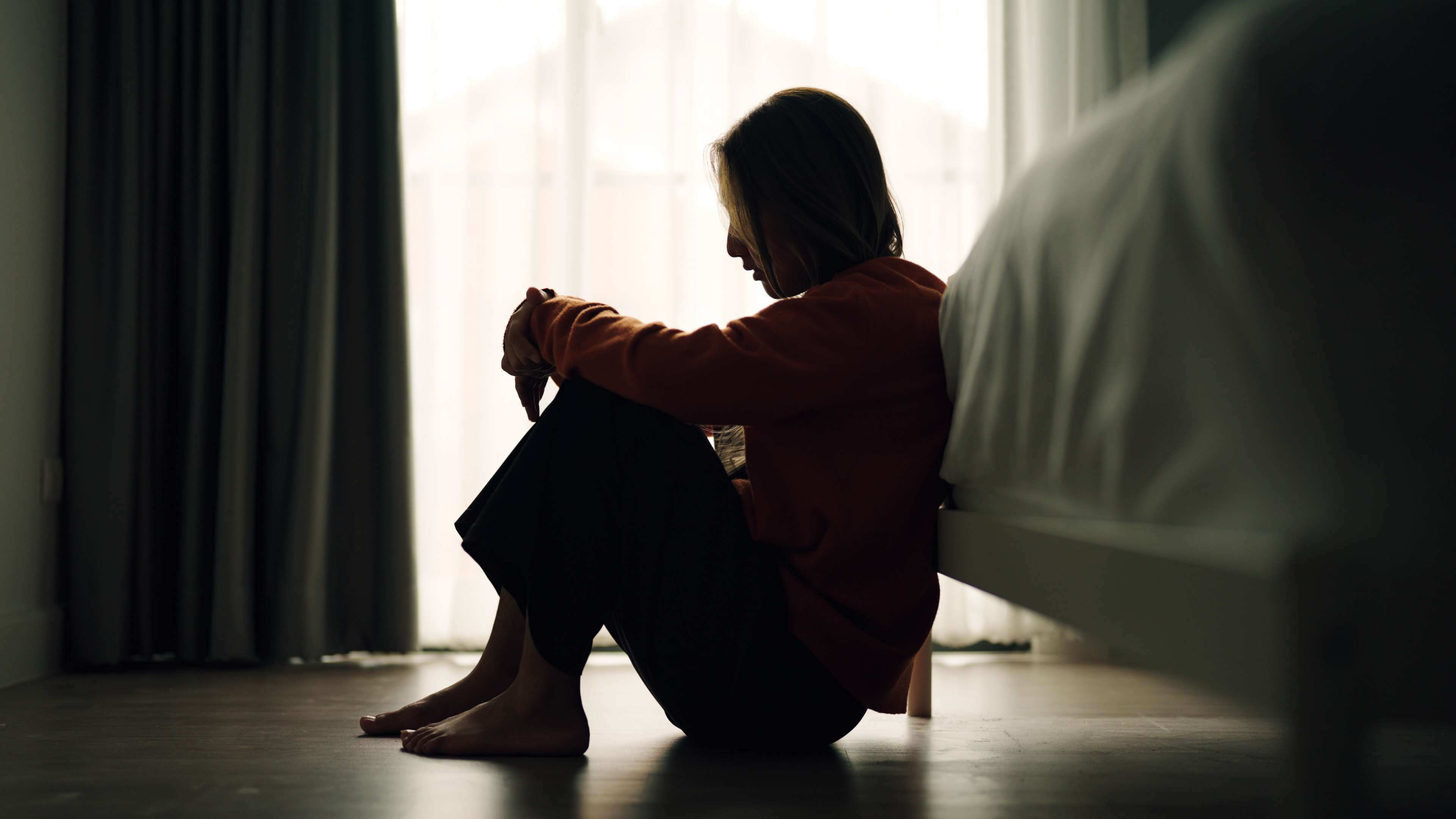 Thoughtful person alone