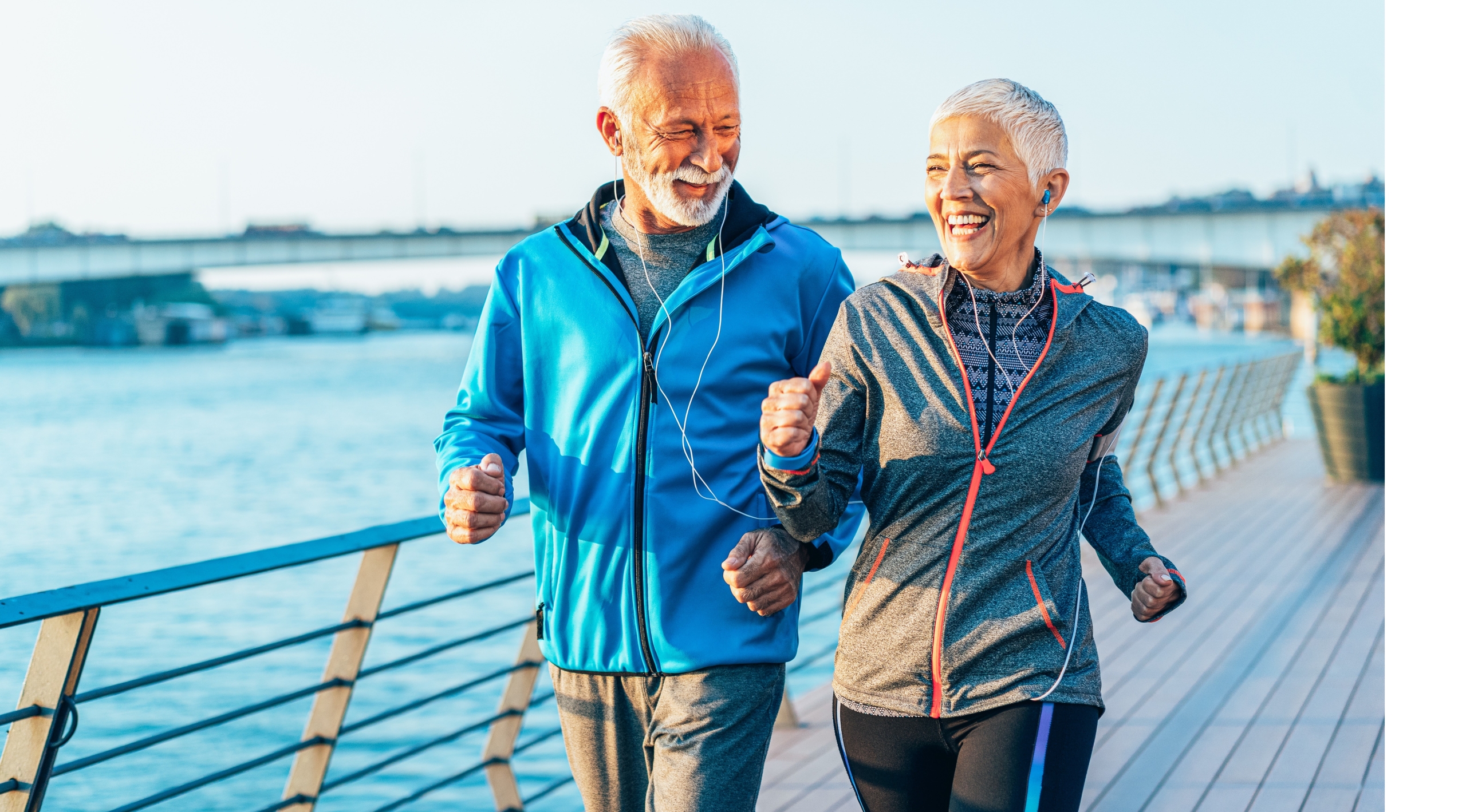 Active older couple walking