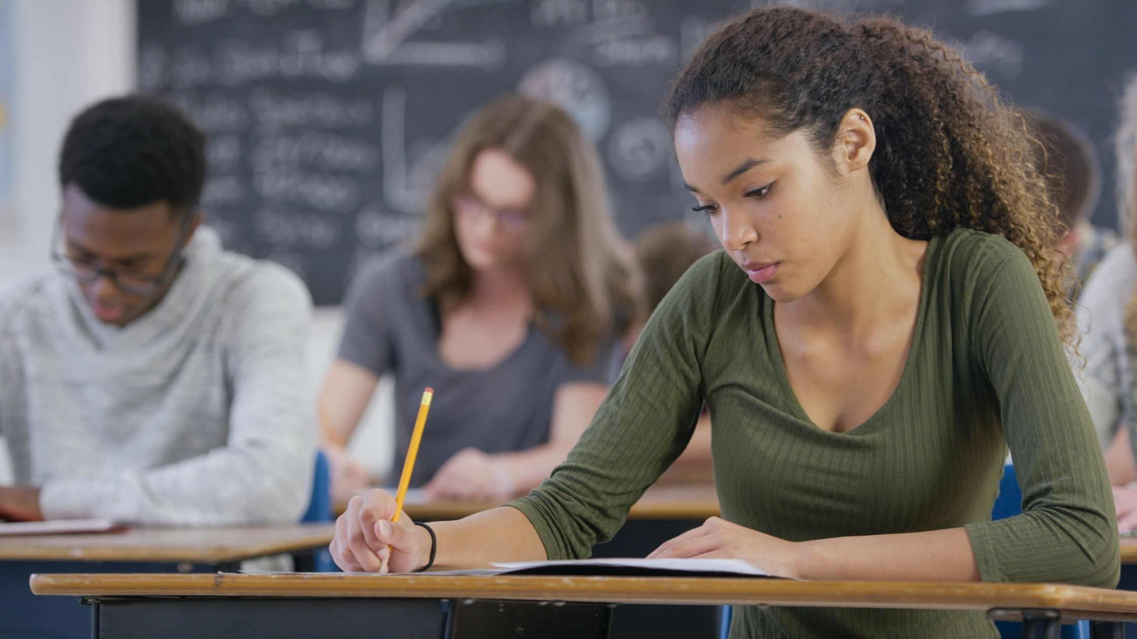 Child taking test