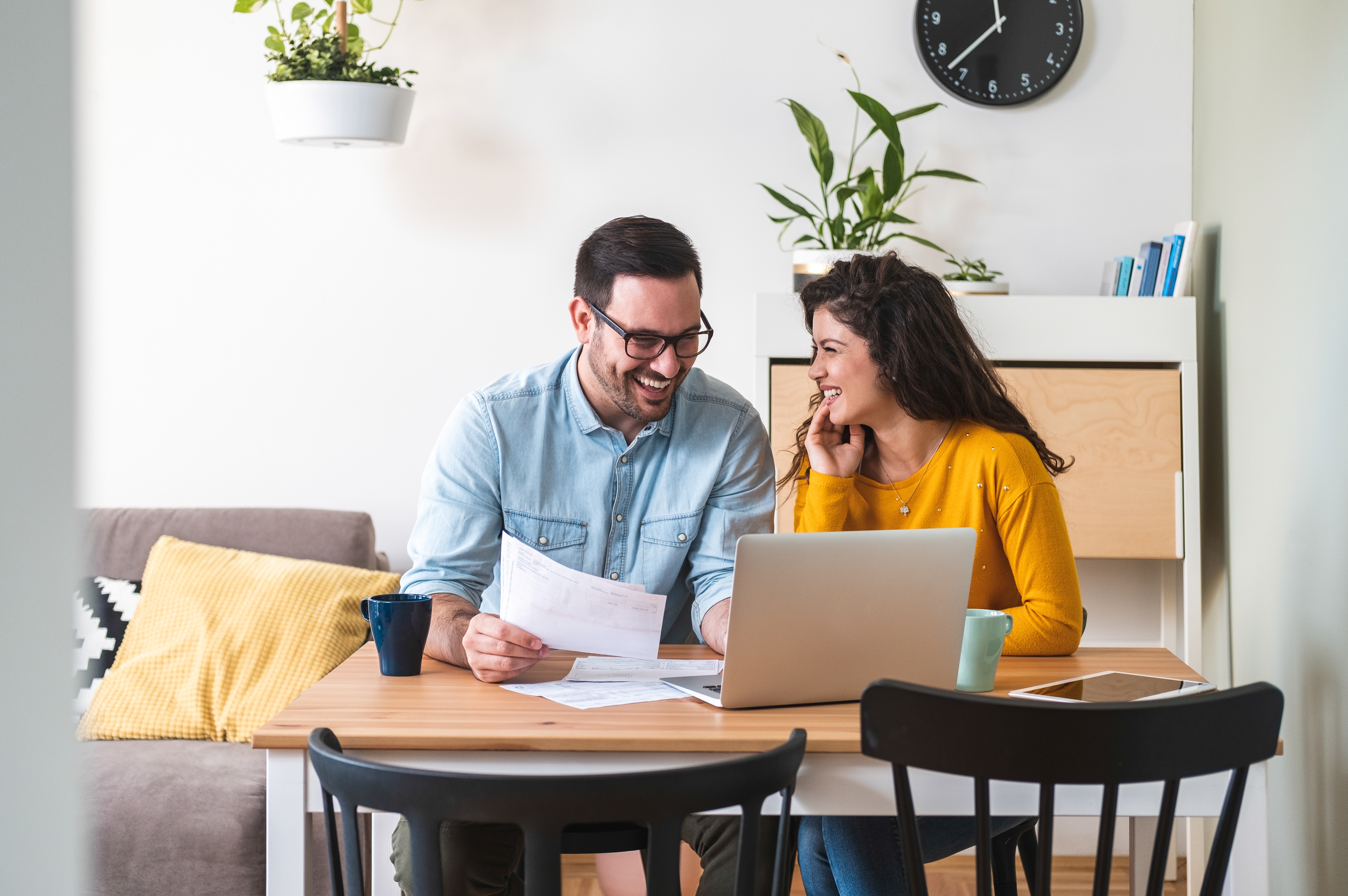 Couple reviewing finances together