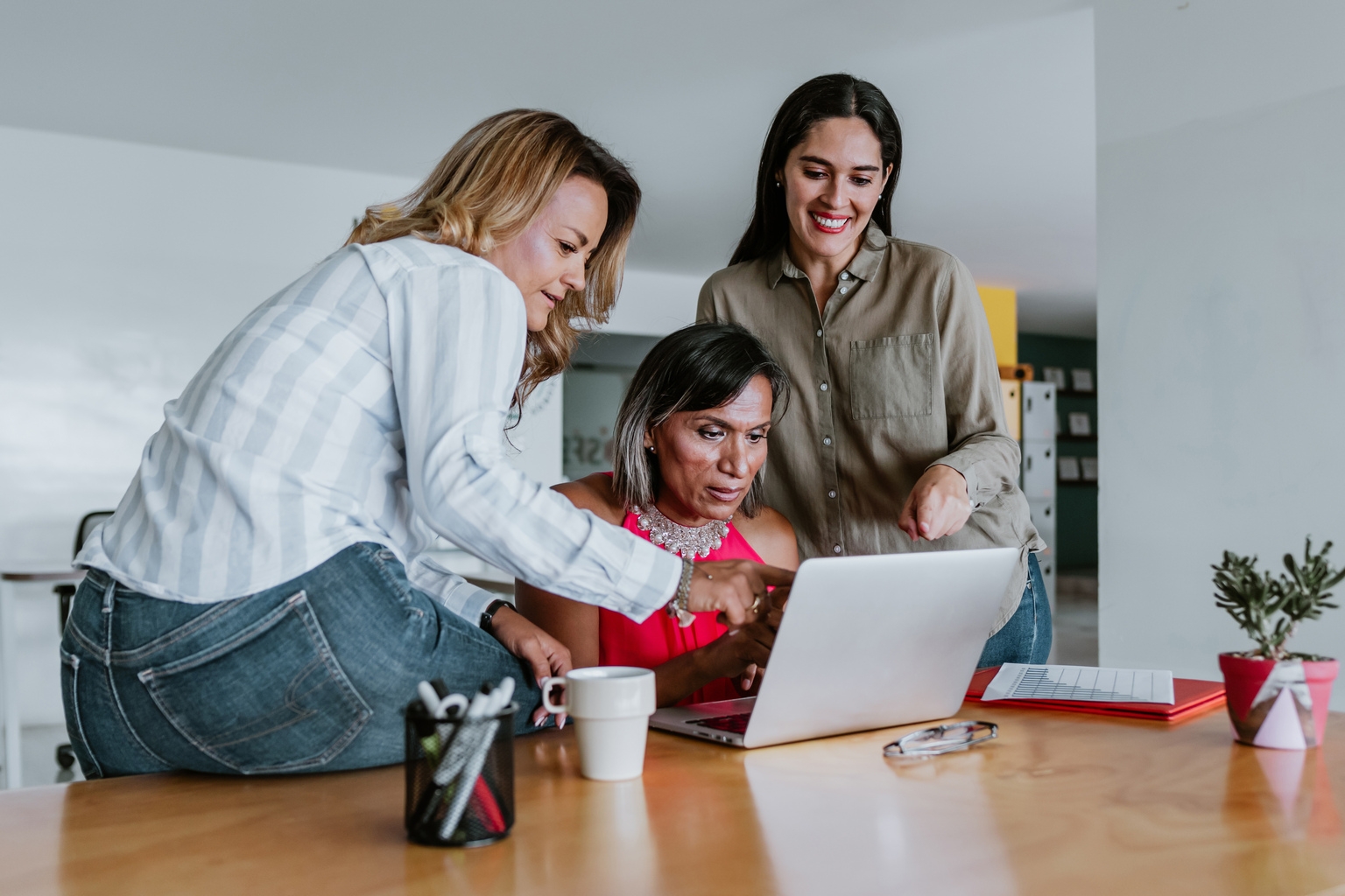 Coworkers at desk