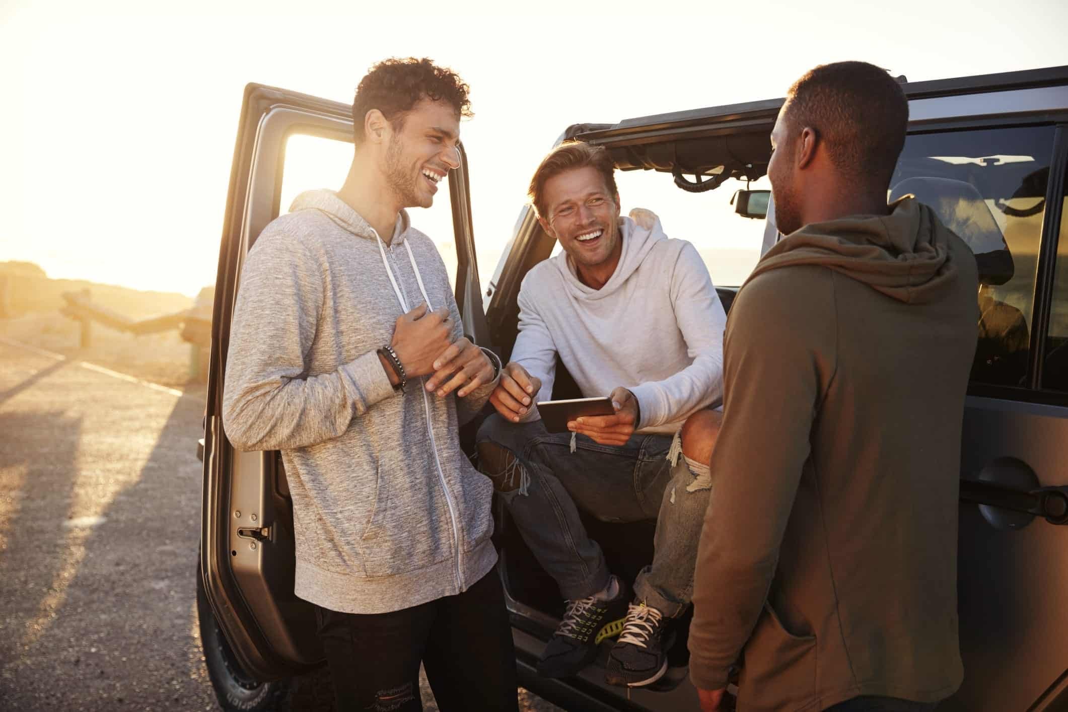 Friends chatting close