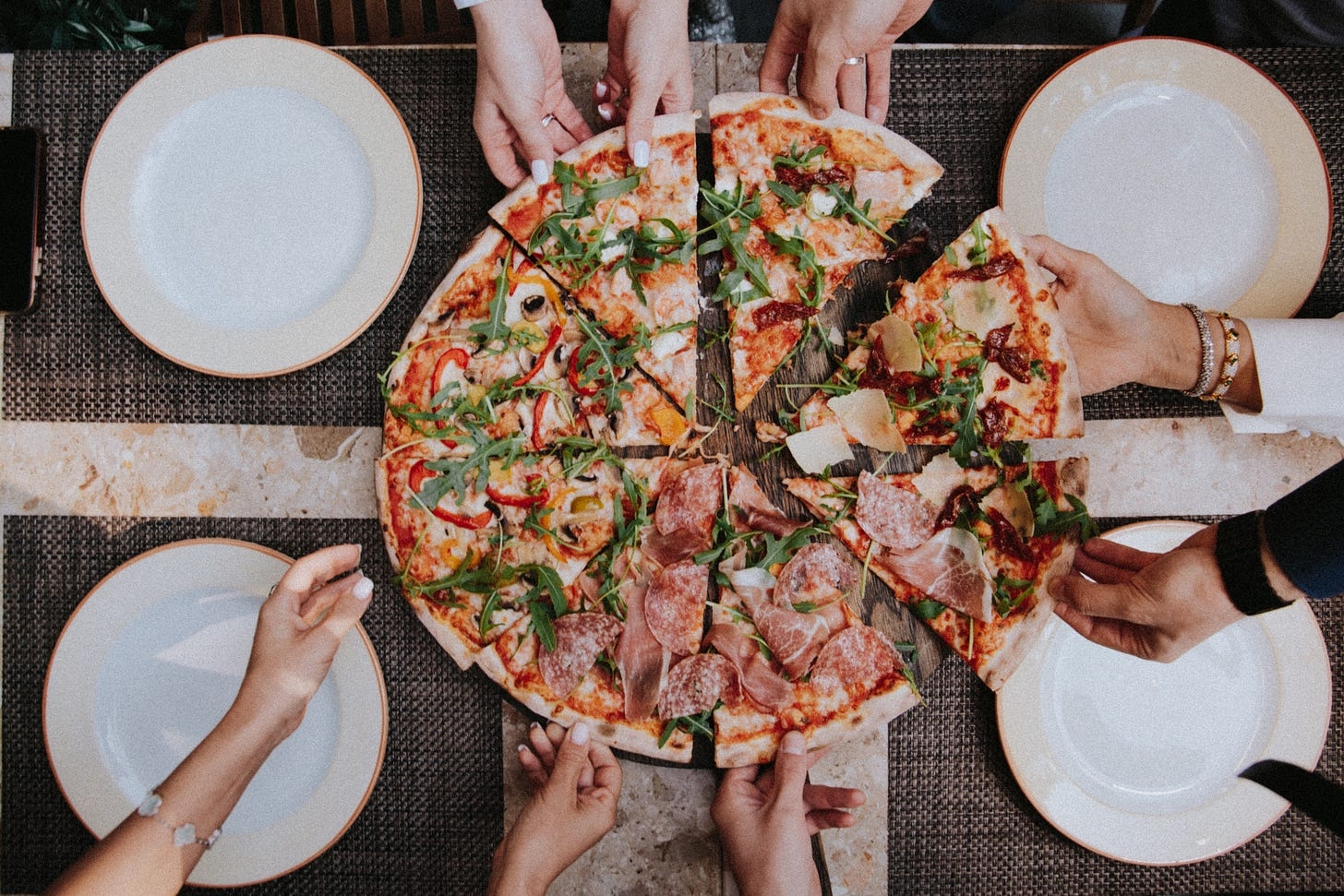 Group dinner with shared food