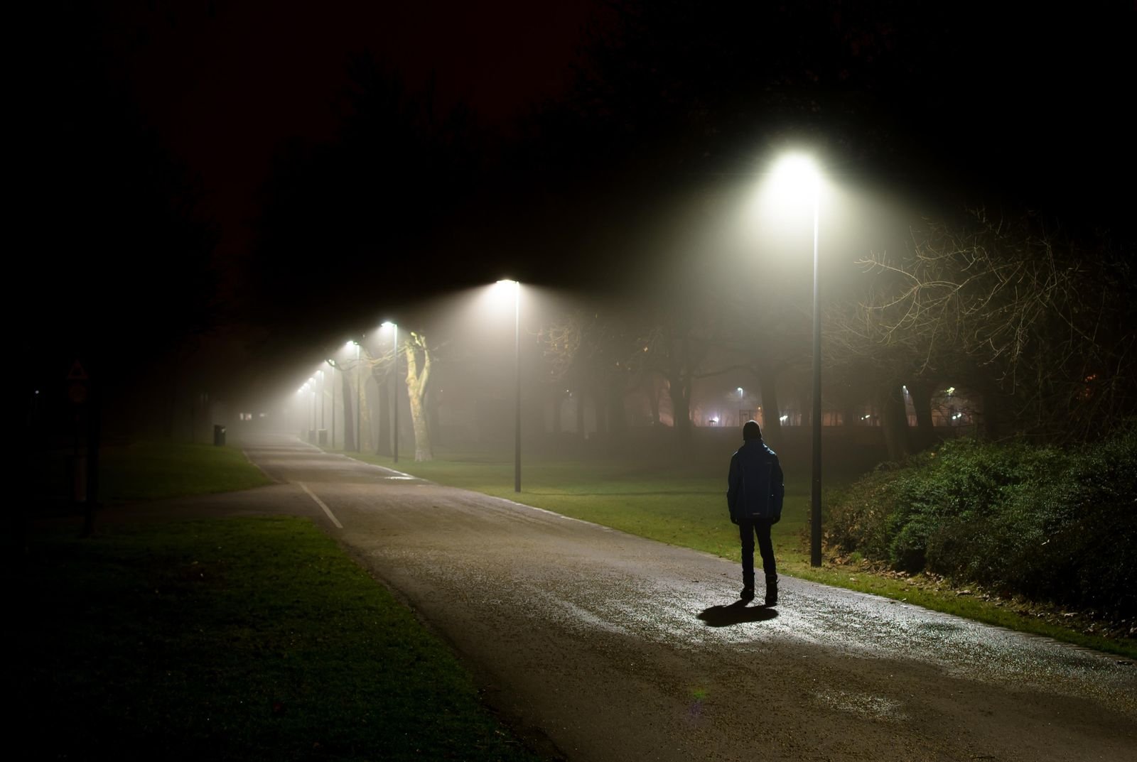 Lonely person at night