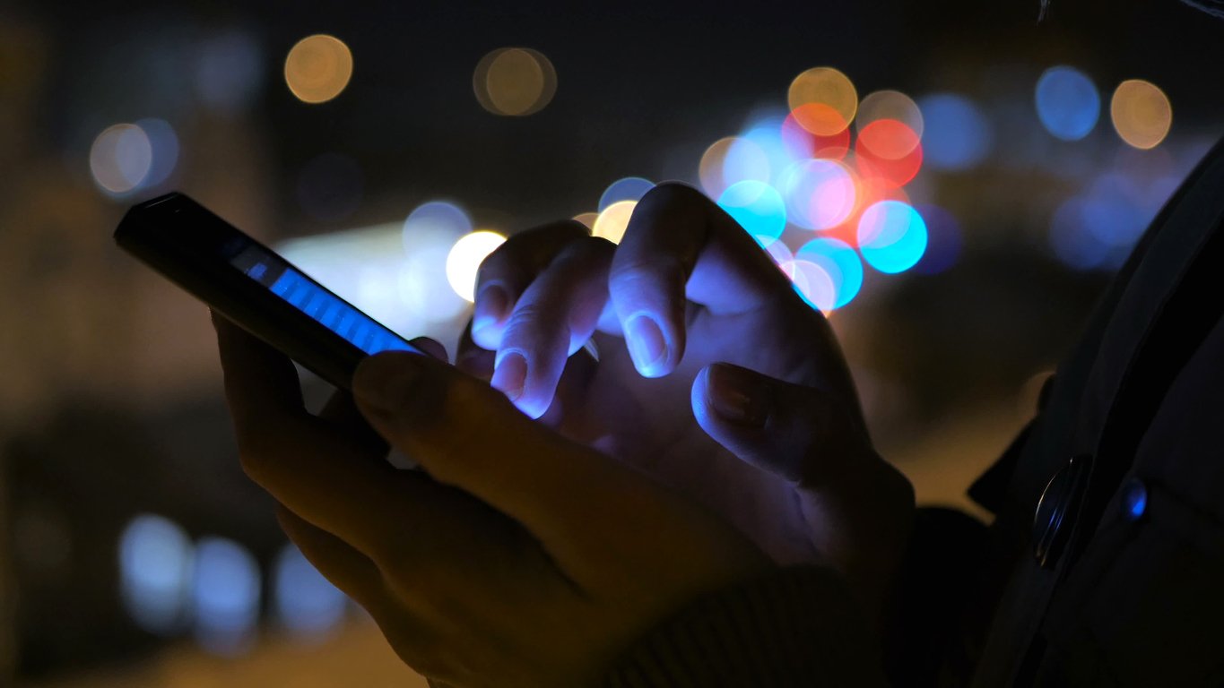 Nighttime phone screen