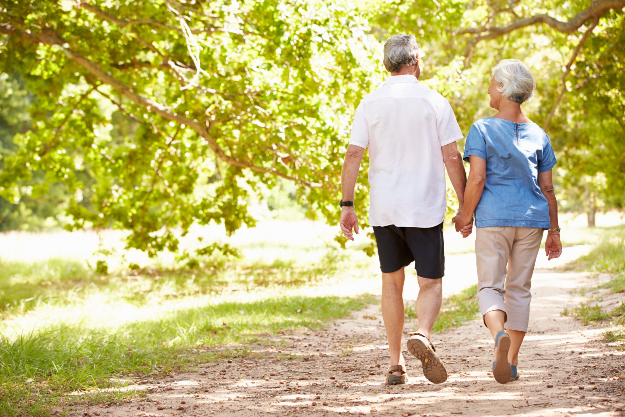 Older couple walking