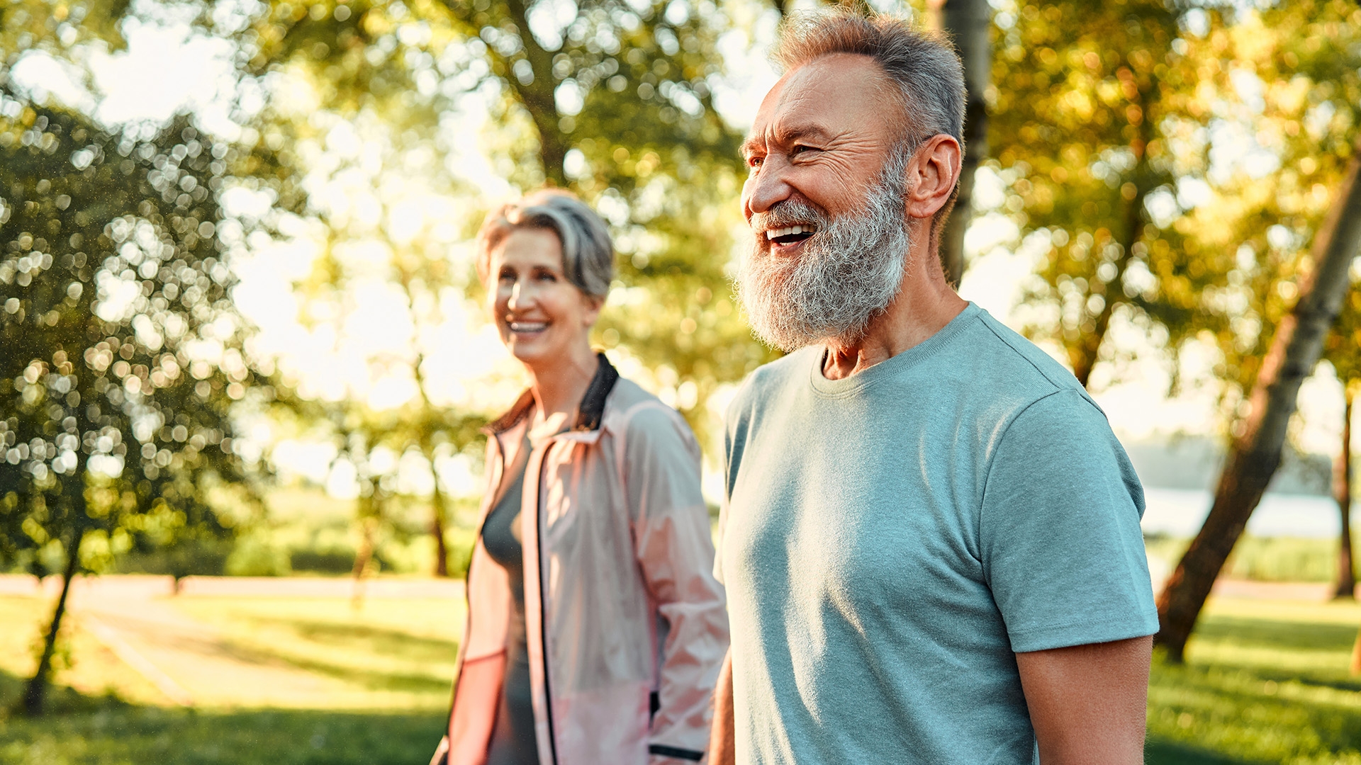 Older couple walking