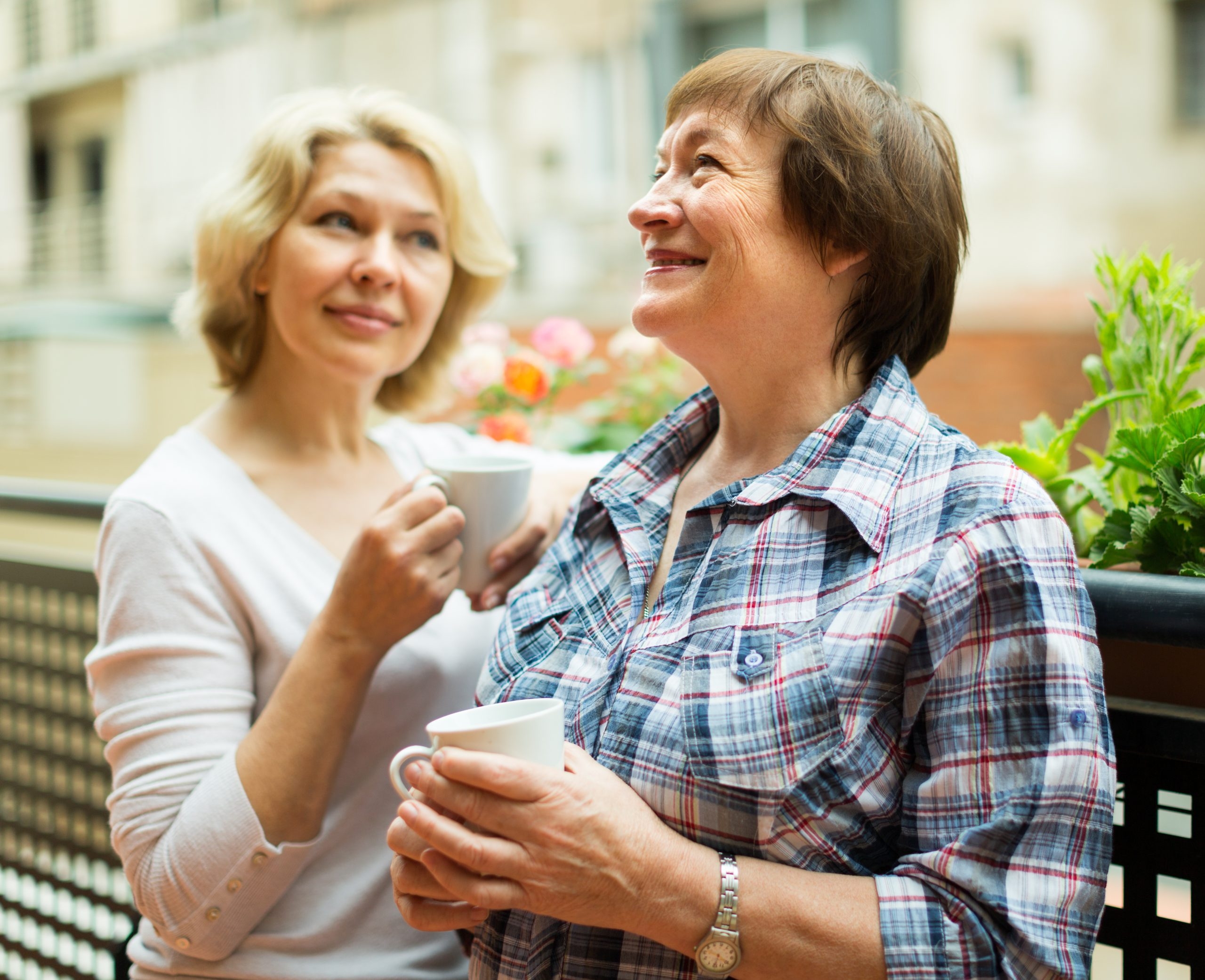 Older friends having coffee