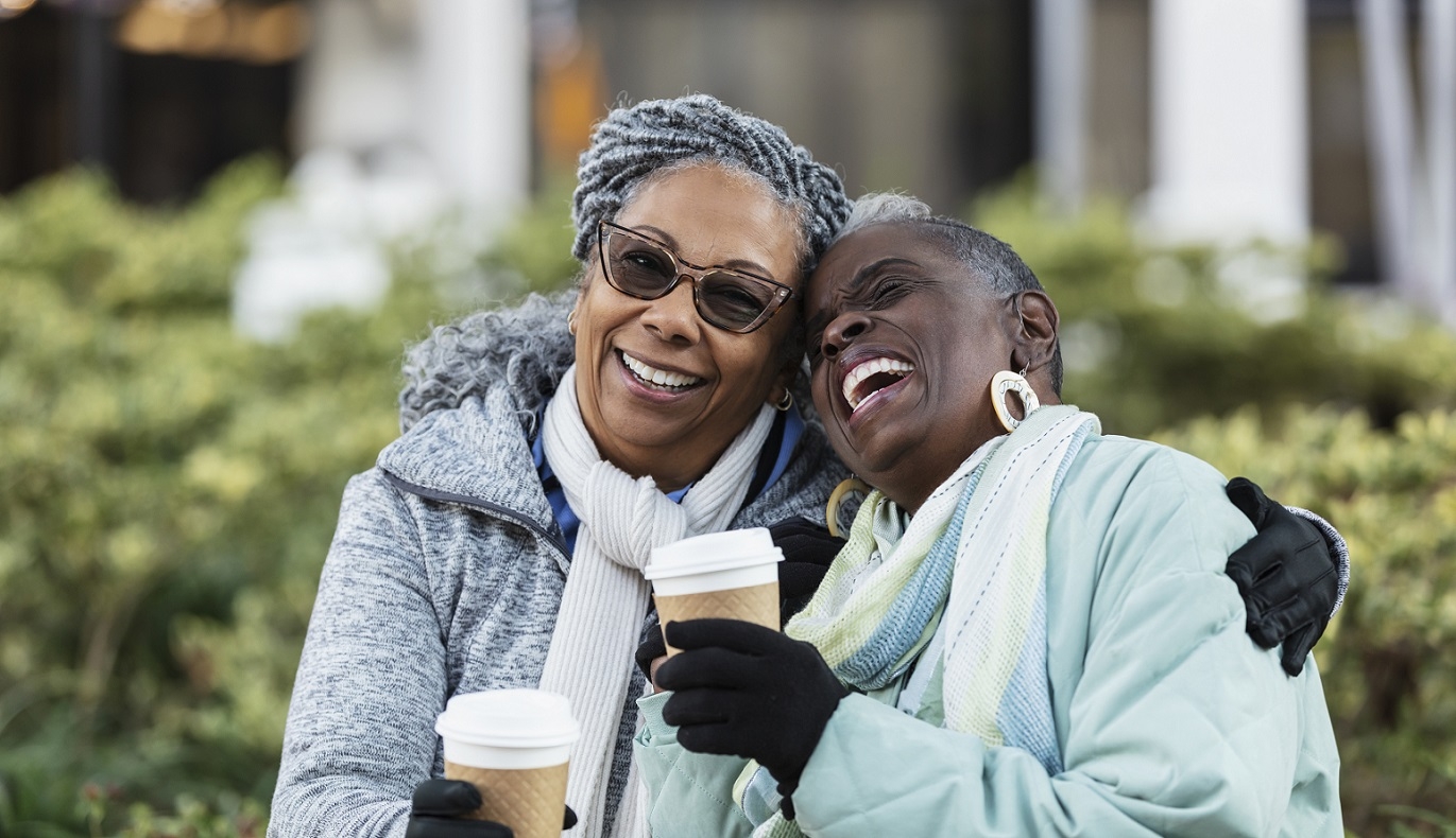 Older friends talking