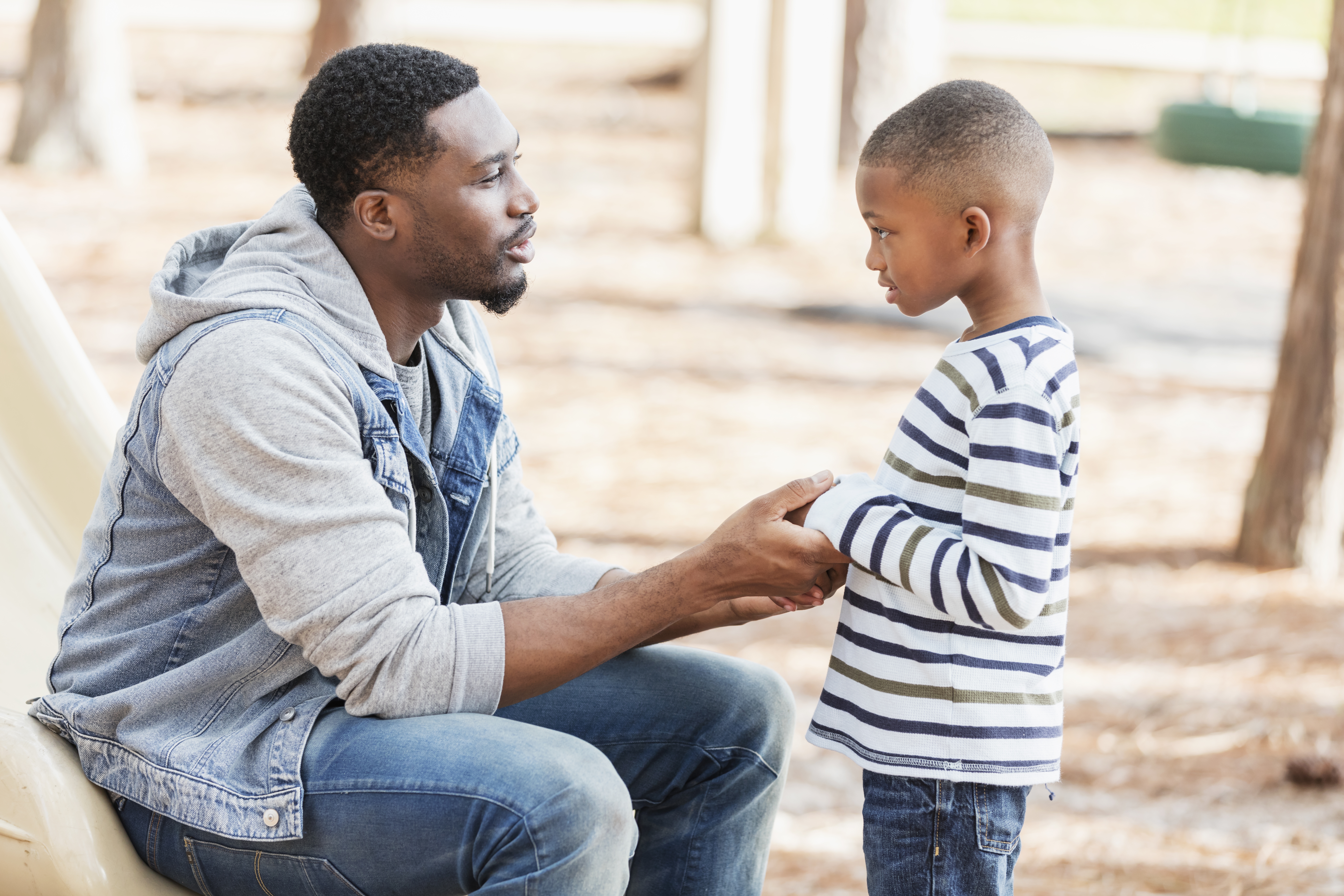 Parent talking calmly