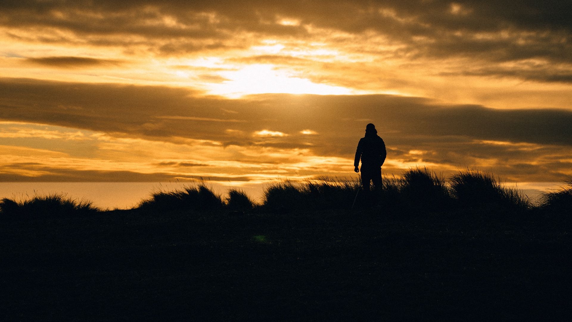 Person alone sunrise