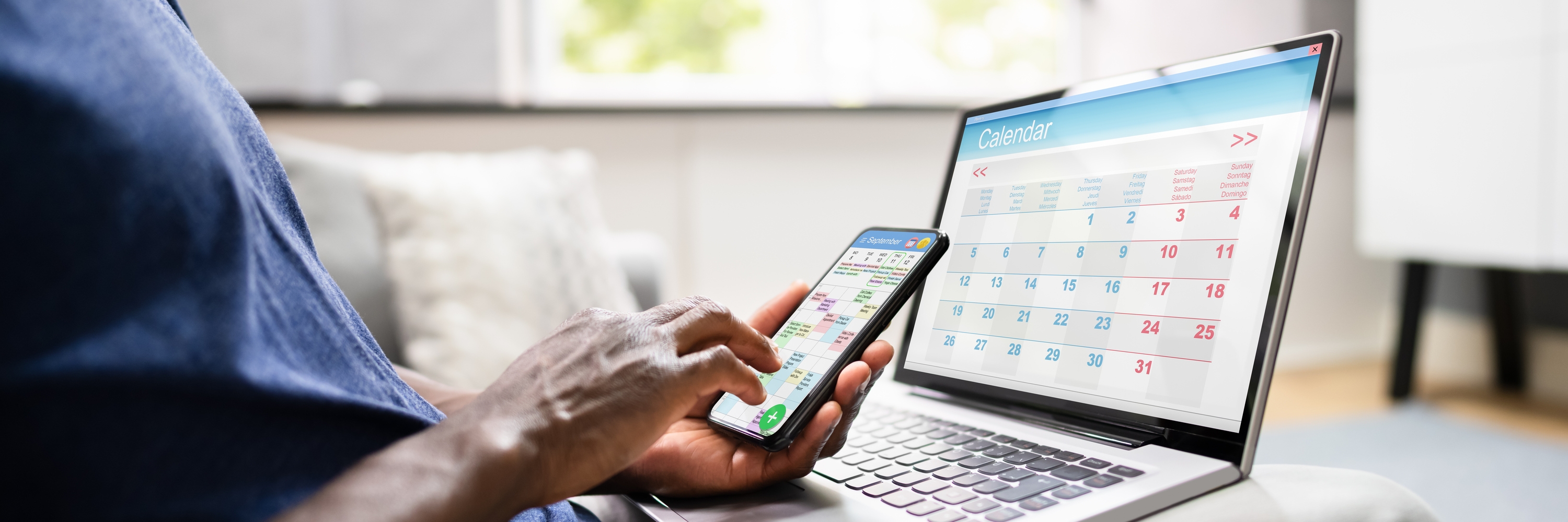 Person checking phone calendar