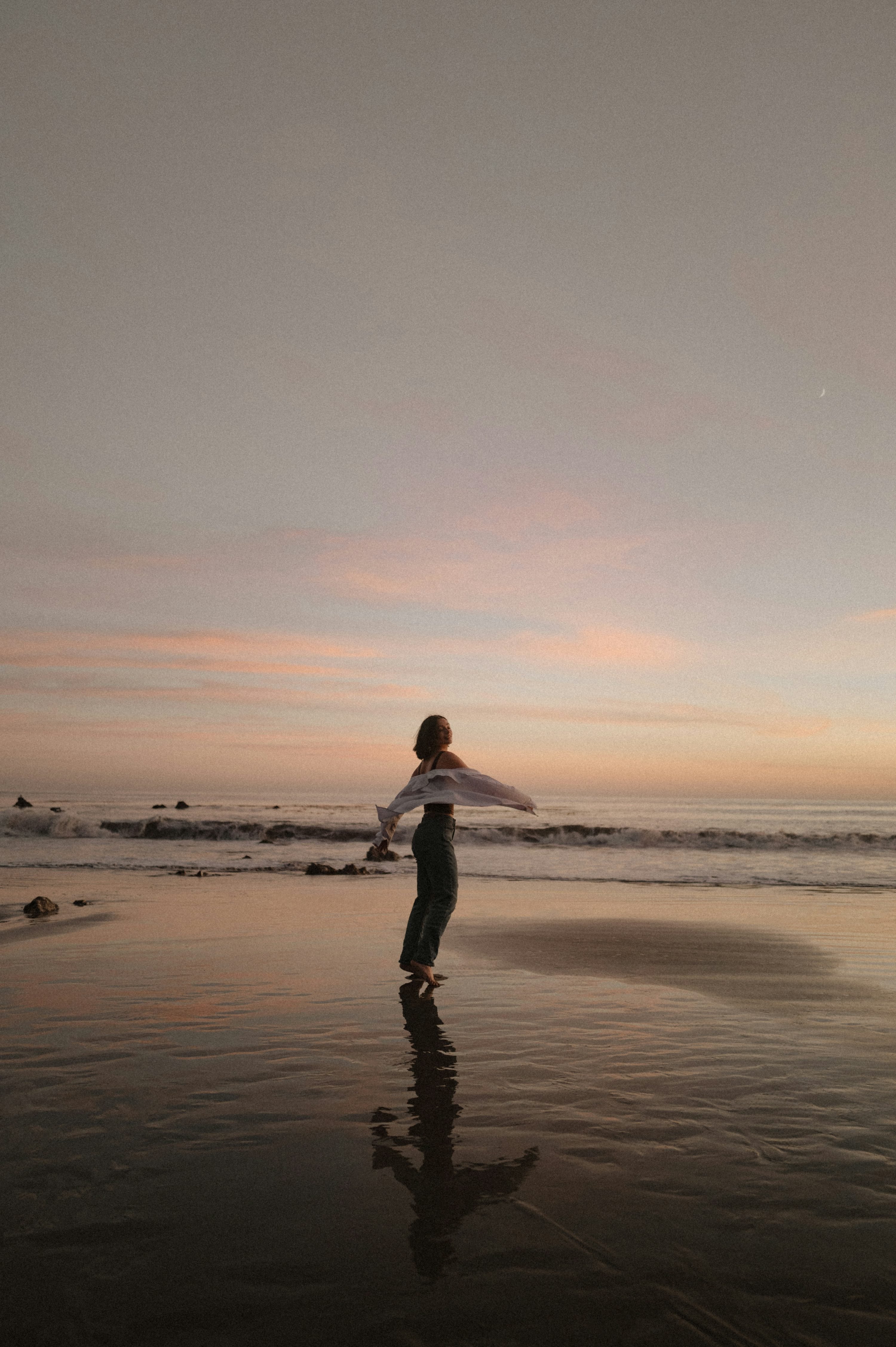 Person enjoying sunrise walk