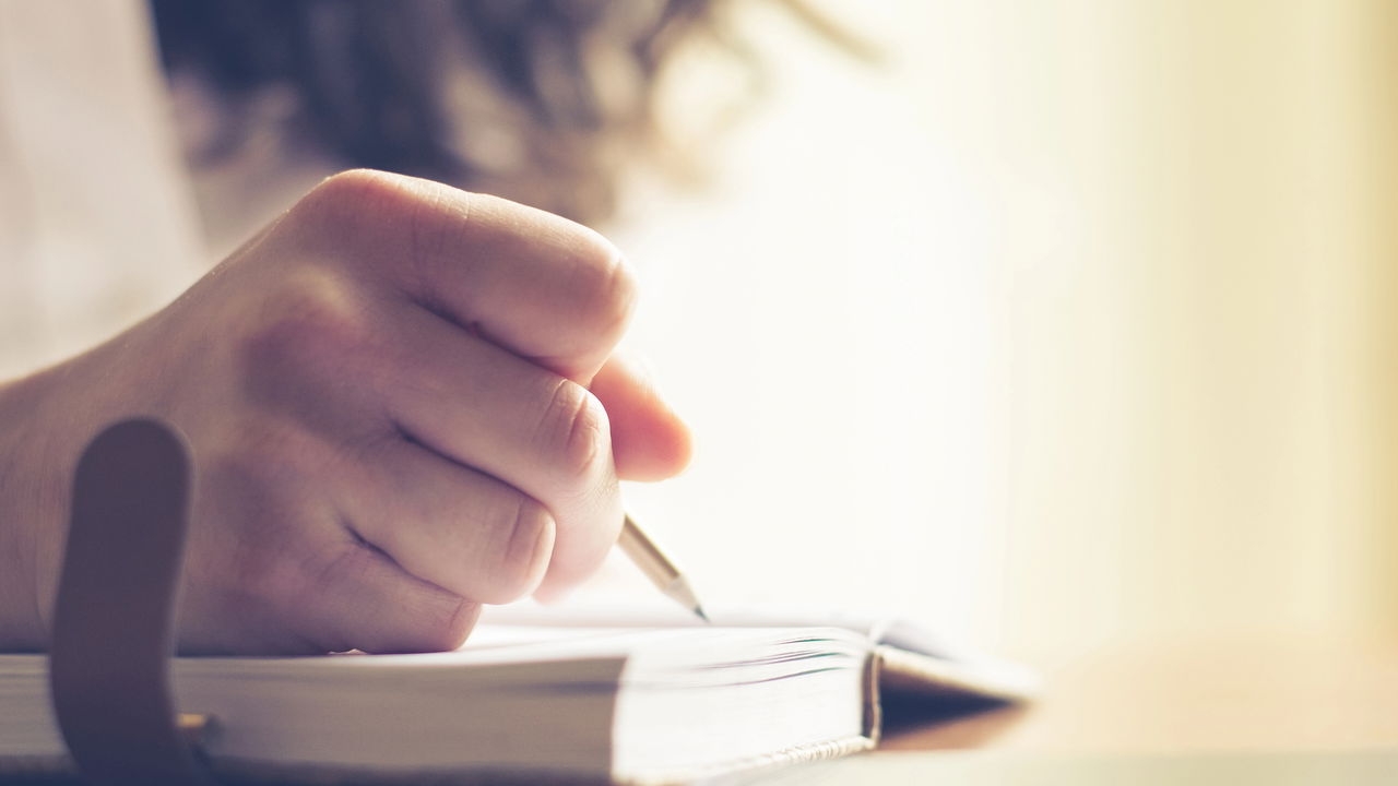 Person journaling at home