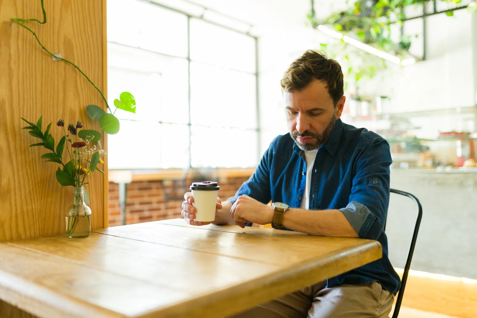 Person ordering simple coffee