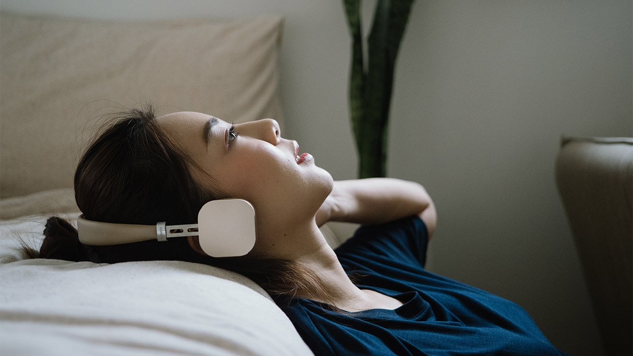 Person sleeping with headphones