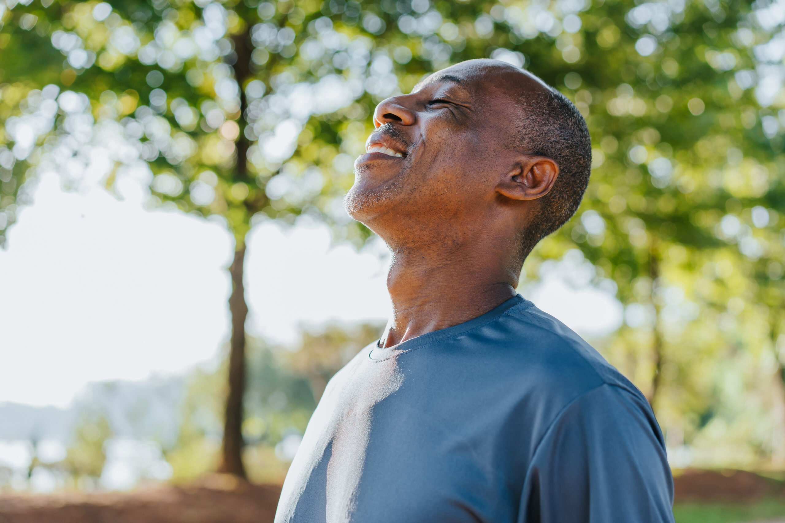 Person taking a breath