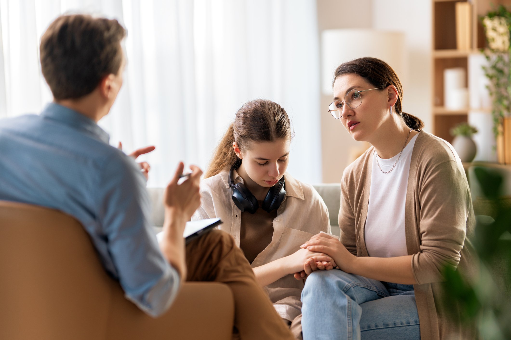 Small group talking calmly