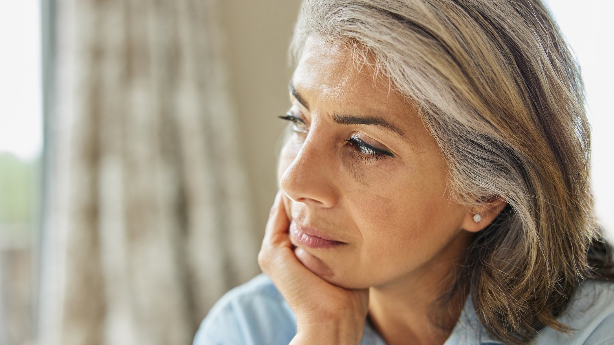 Thoughtful person alone
