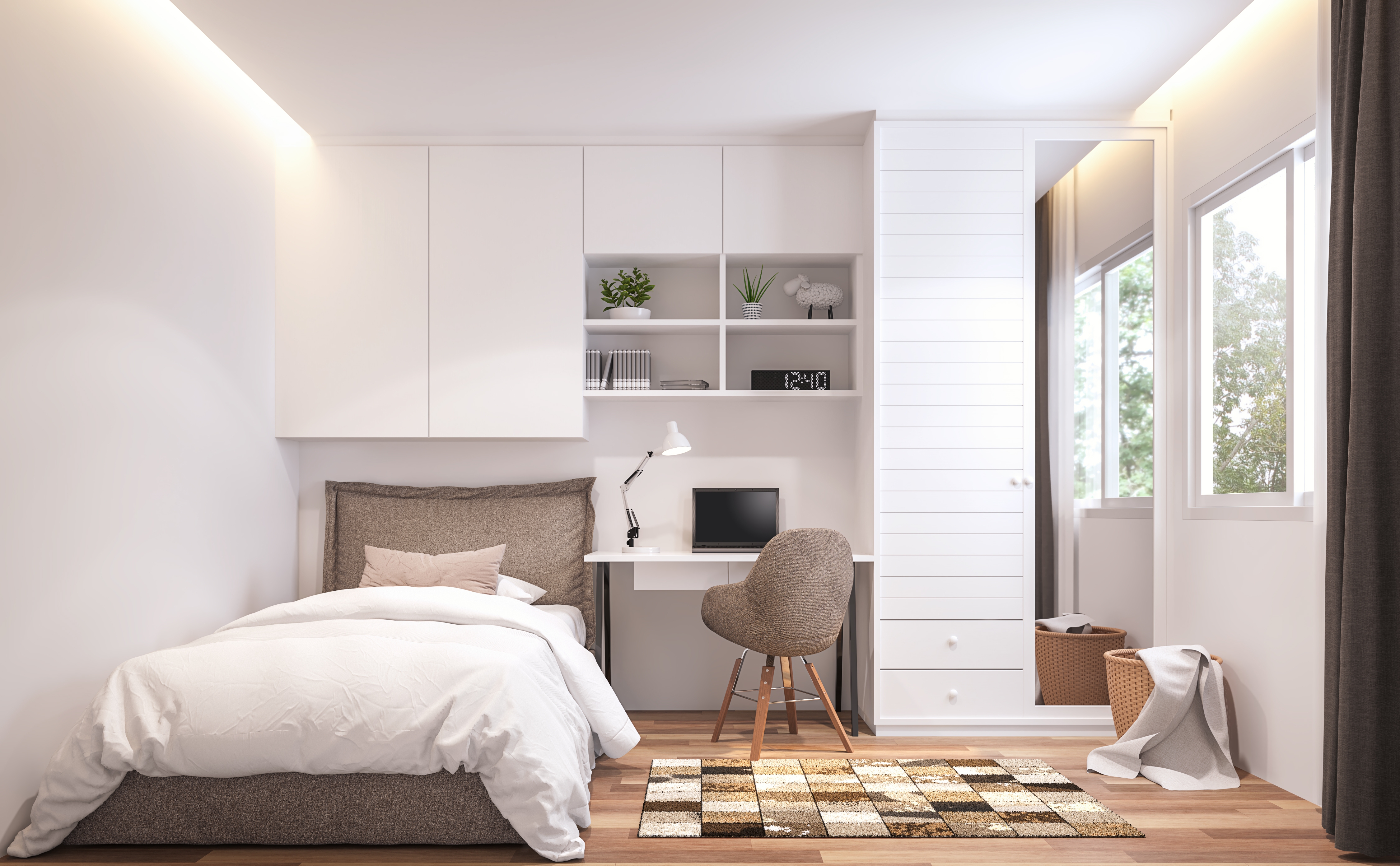 Tidy minimalist bedroom