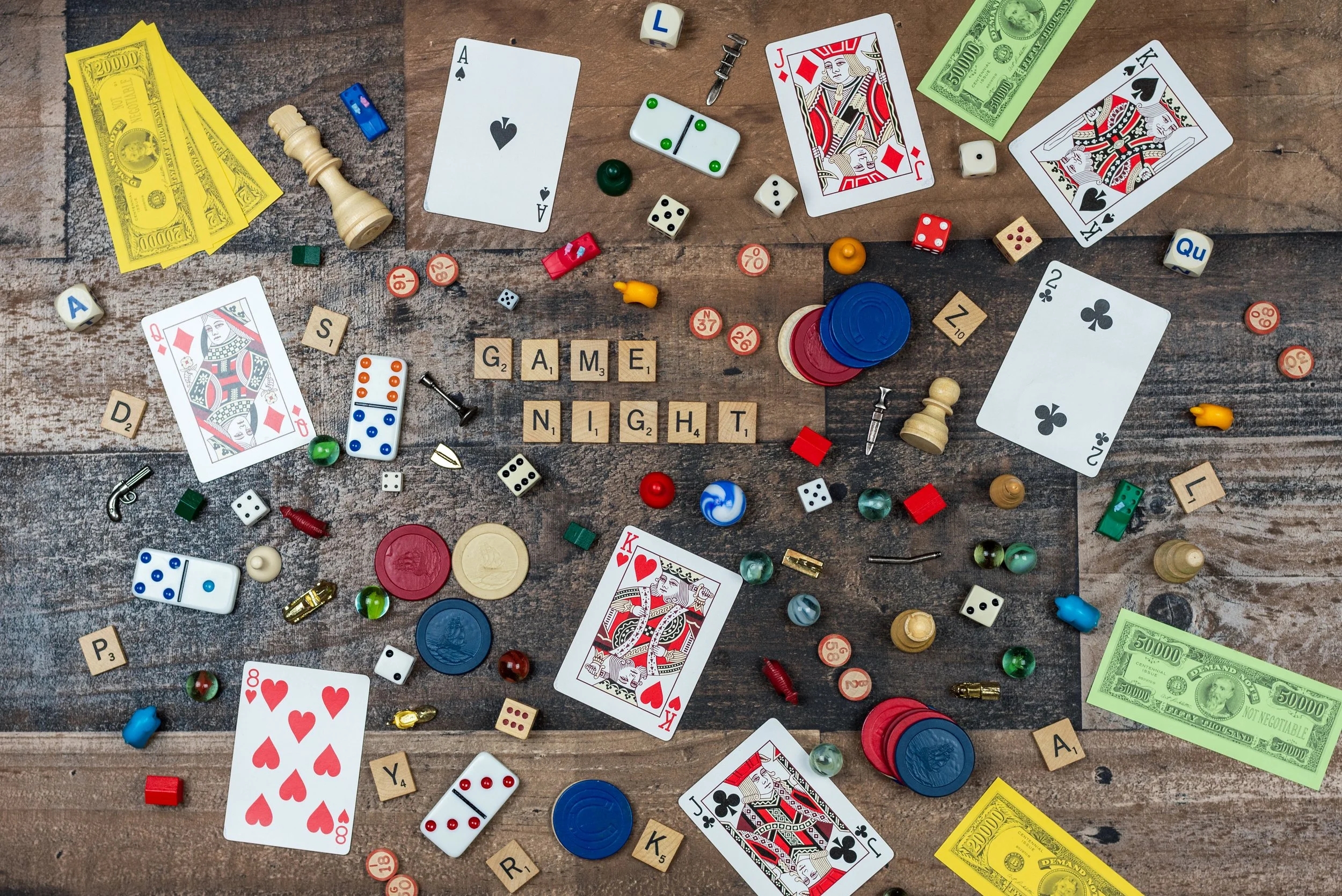 Vintage board games on table