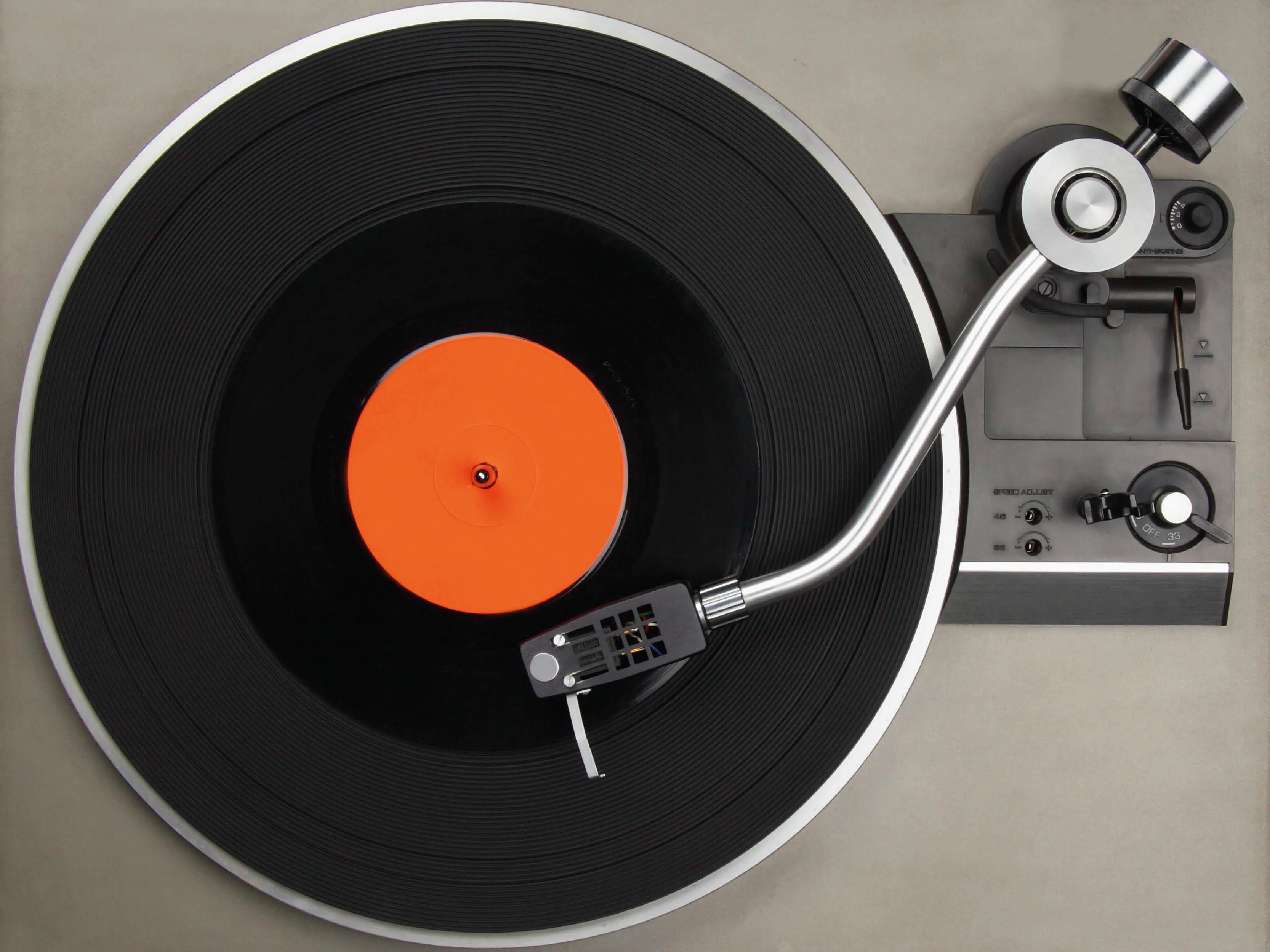 Vintage record player and vinyl collection
