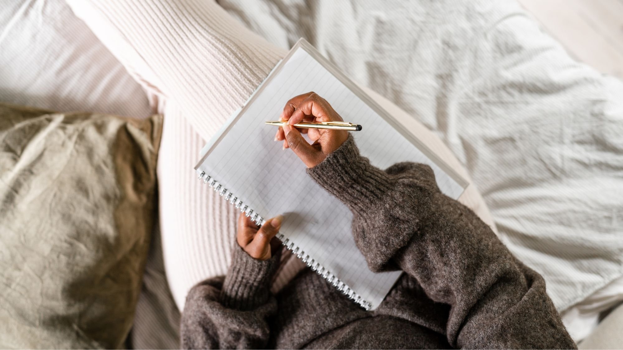 Calm person journaling