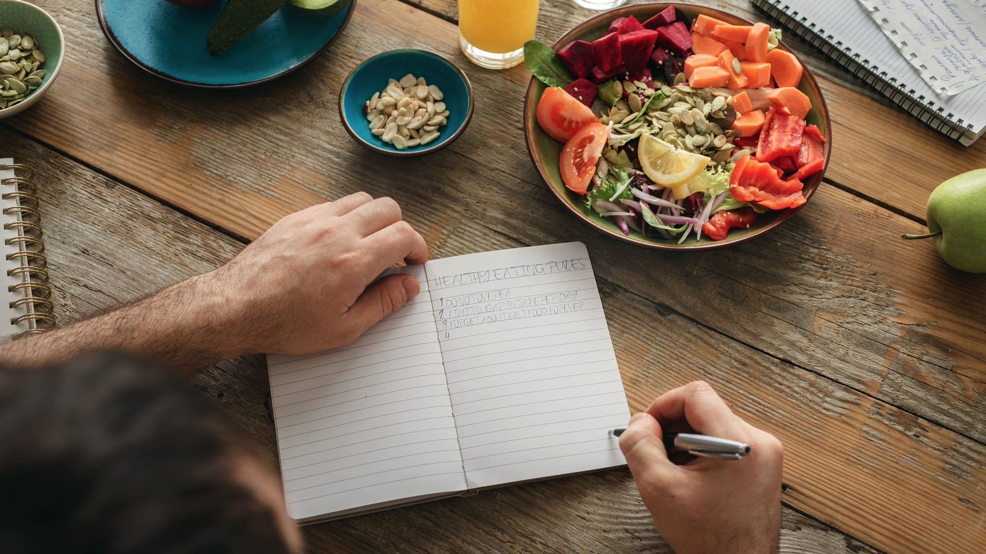 Focused person journaling