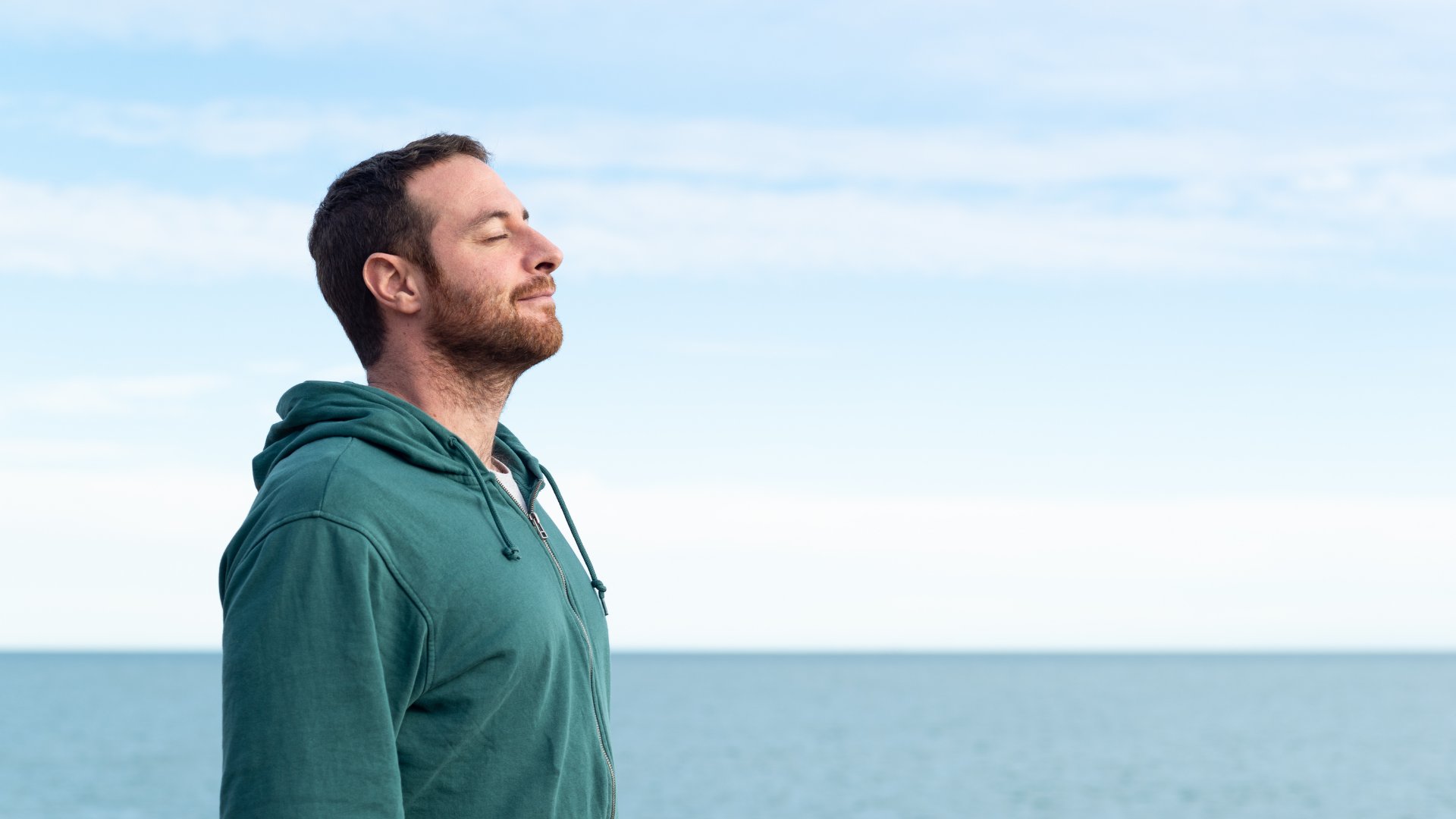 Calm person breathing