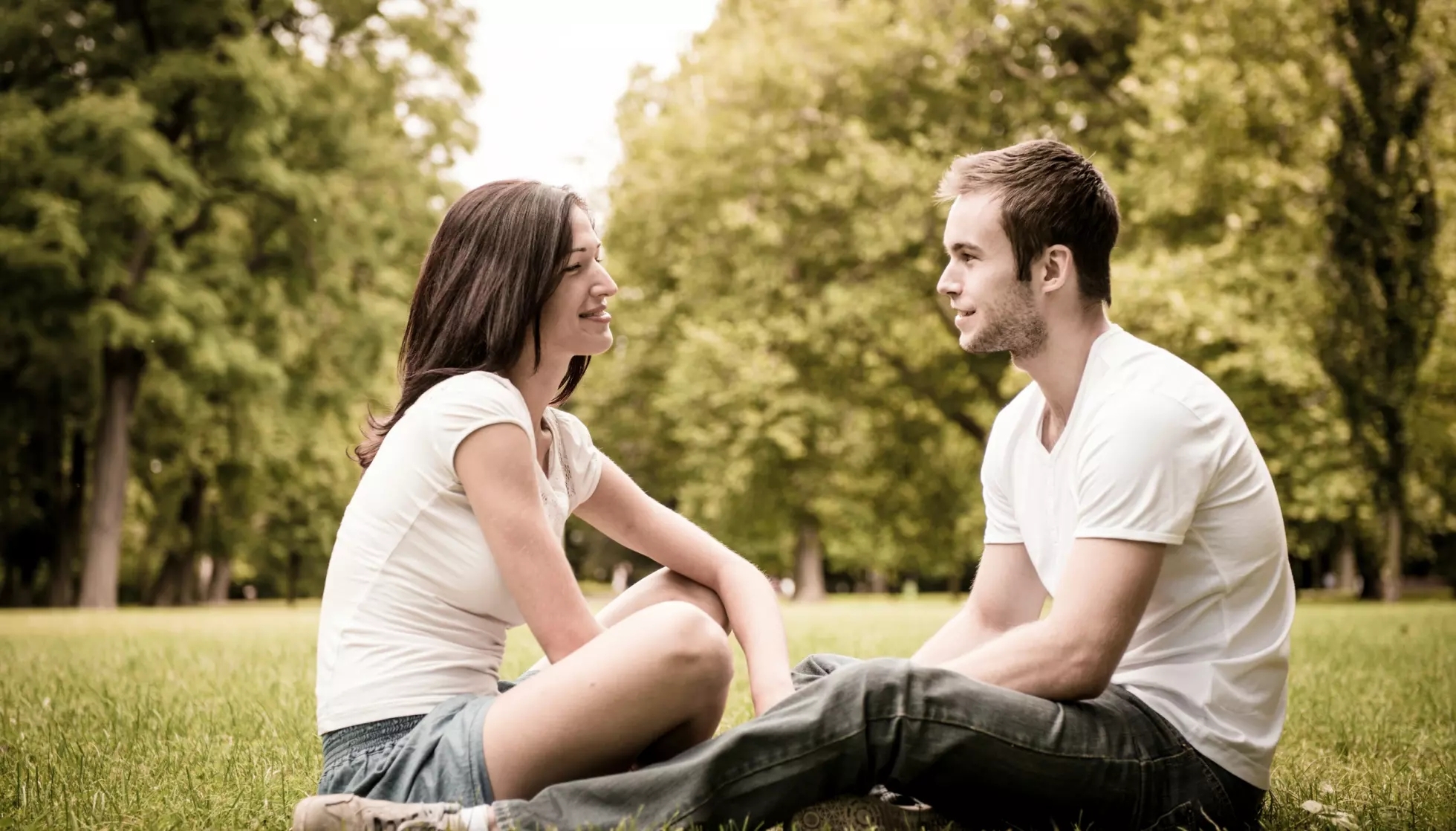 Happy couple talking