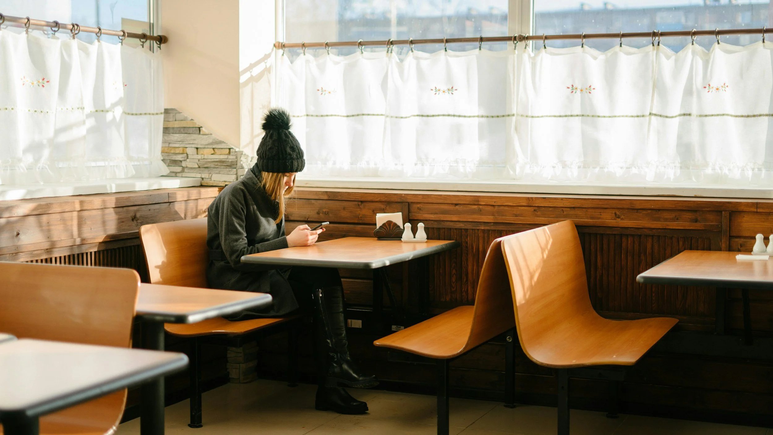 Person alone cafe
