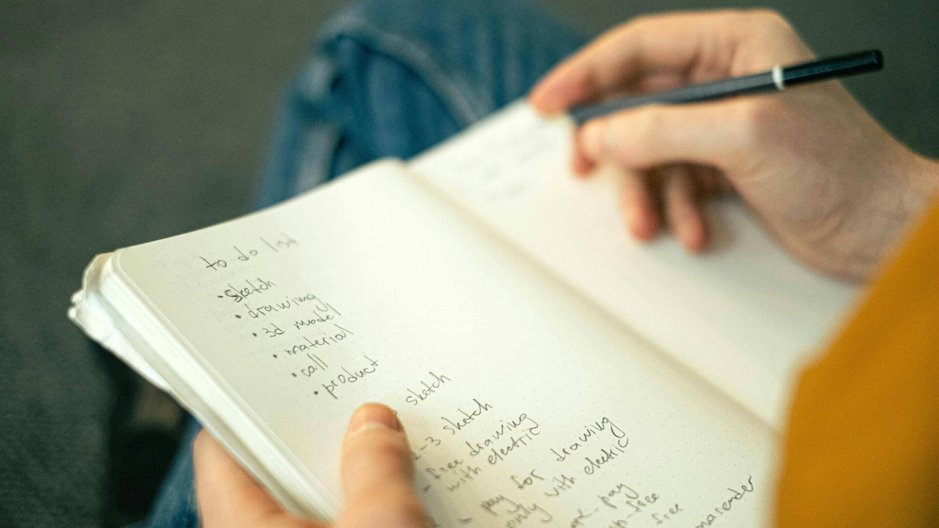 Person writing goals