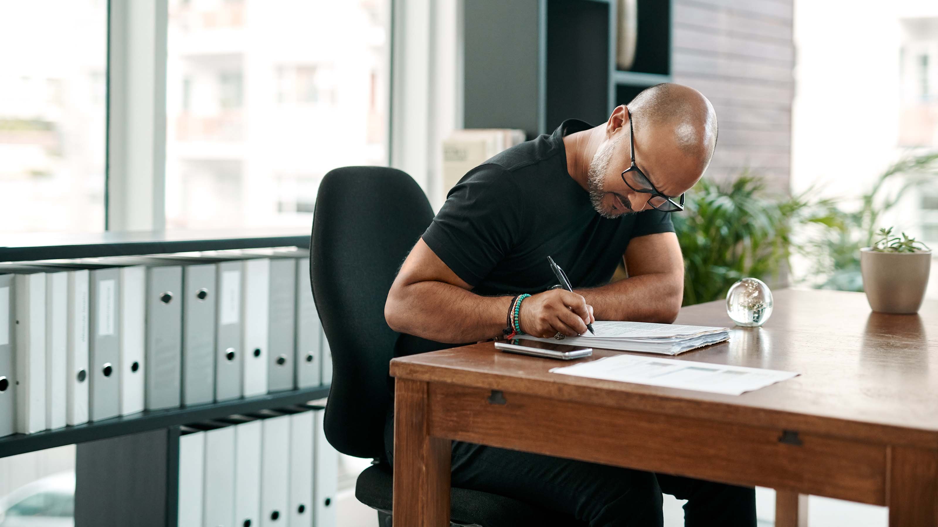 Adult at desk
