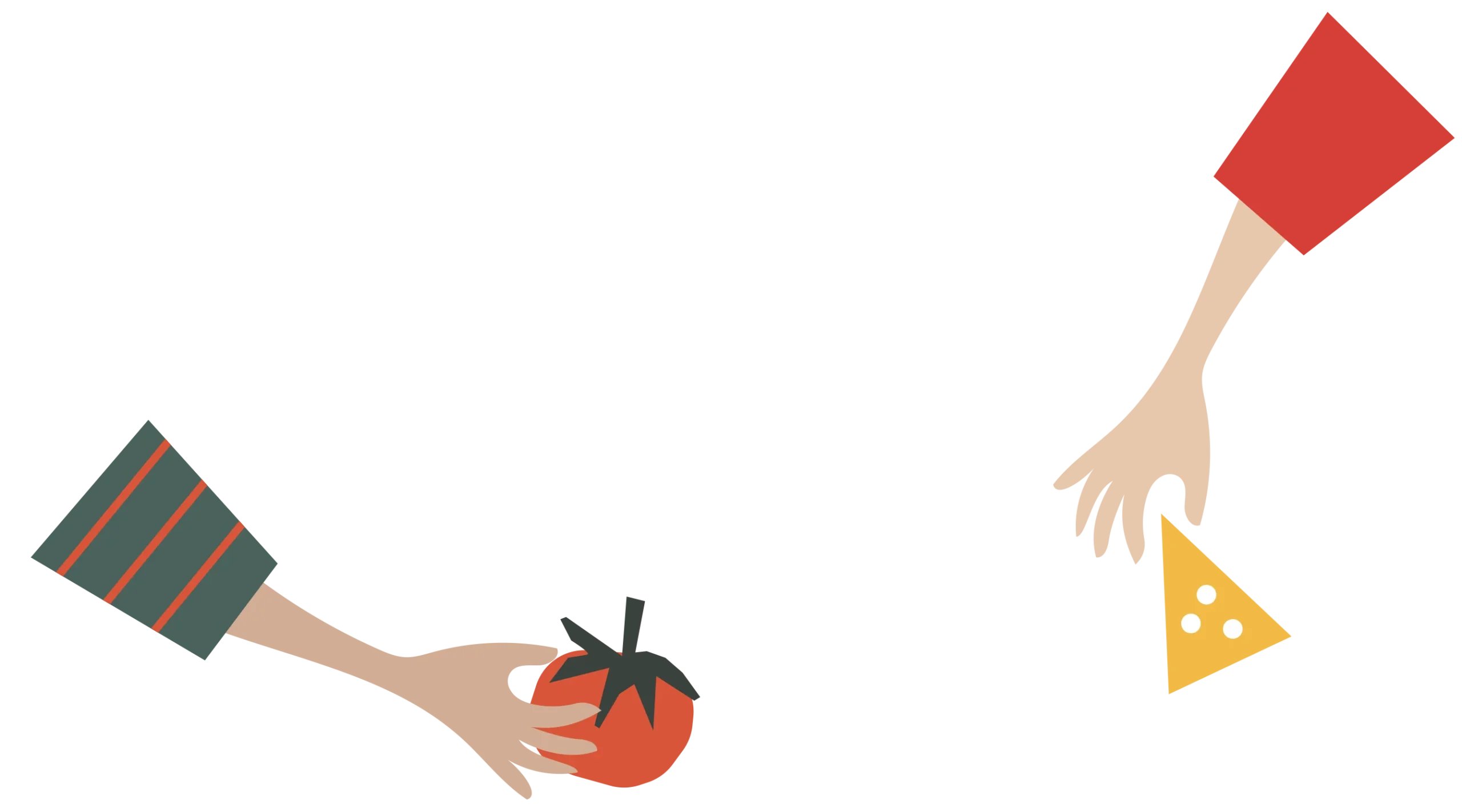 Hands sharing food